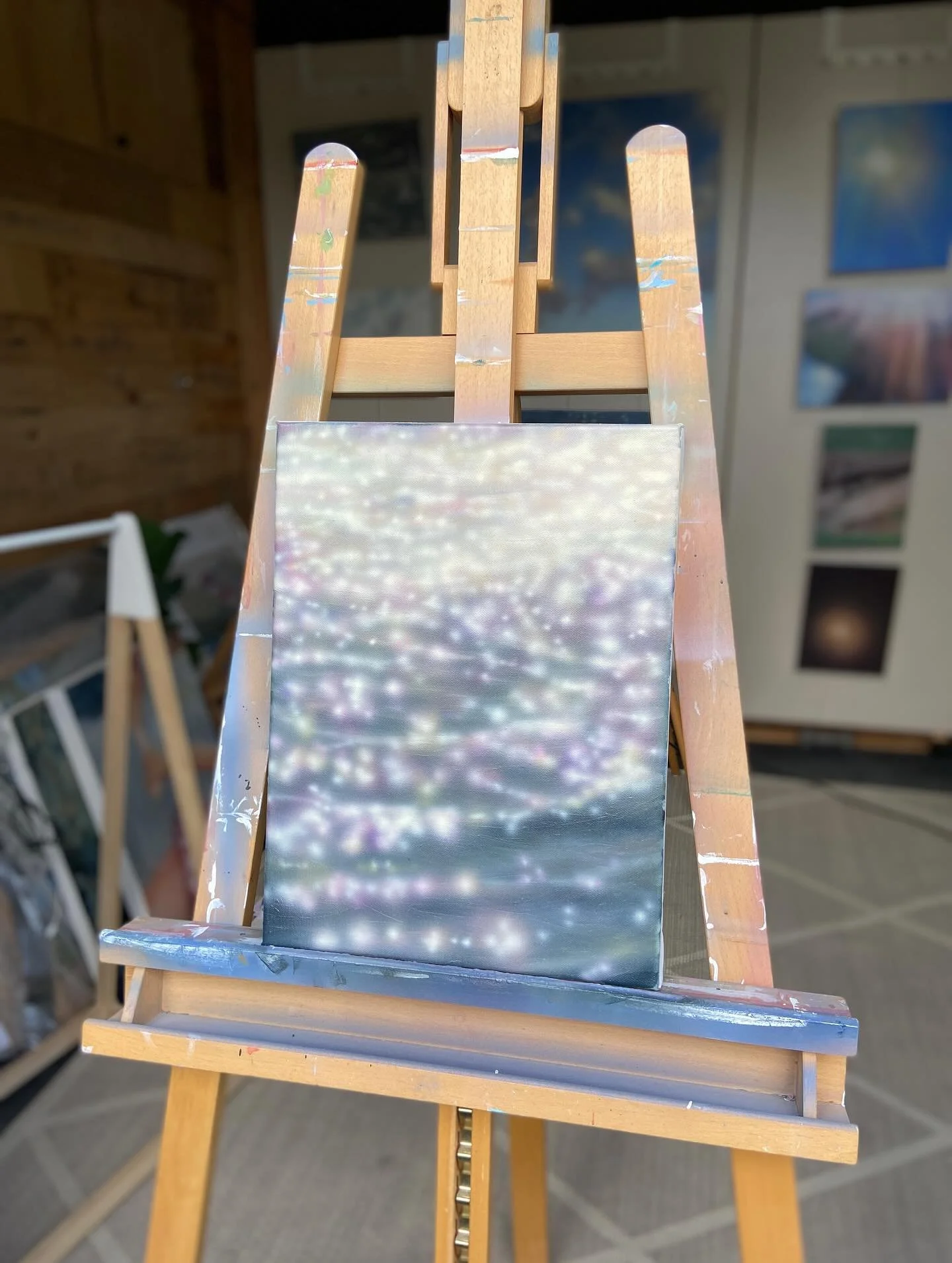 Watching sun glitter is one of my favourite past times. It&rsquo;s so mesmerising and so different depending on the light and time of day. Sometimes unexpectedly colourful - like stars of confetti.

This piece will be framed and available at the BOP 