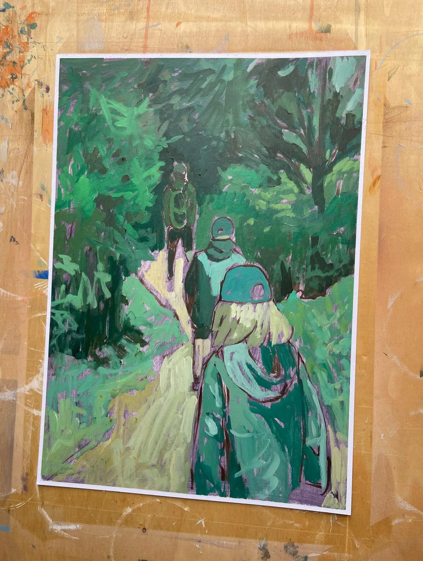 Same reference photo as my post yesterday, and largely the same colour palette - with a different ground (purple) and overall toned down result. 

Liking this one a lot.