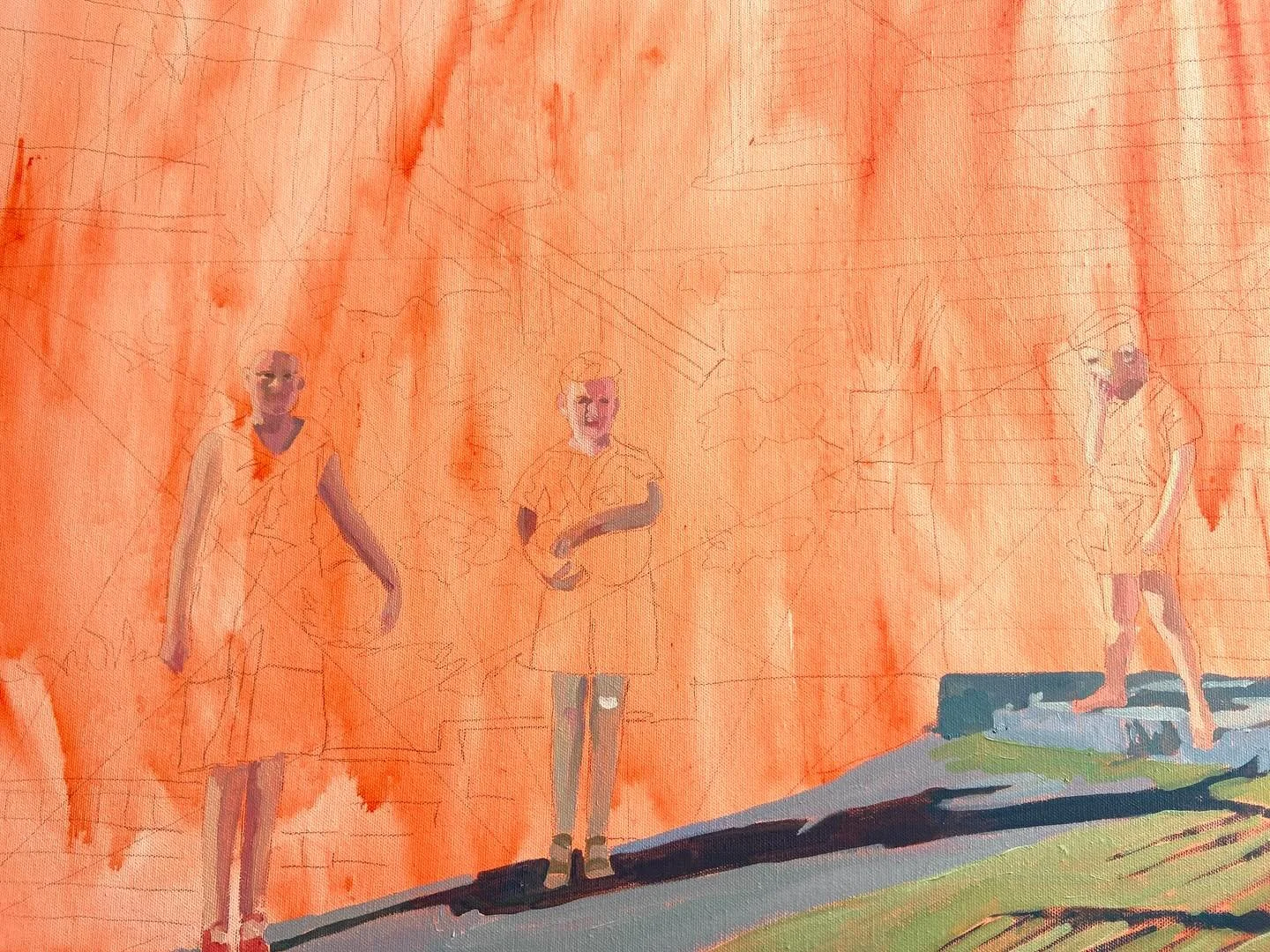 I love this stage in a painting. Figures emerging, a little uncertainty around values and how each hue will eventually relate to another, anticipation of the end result&hellip;

It&rsquo;s an addiction really.

#nzpainter #fineartnz #nzartgallery