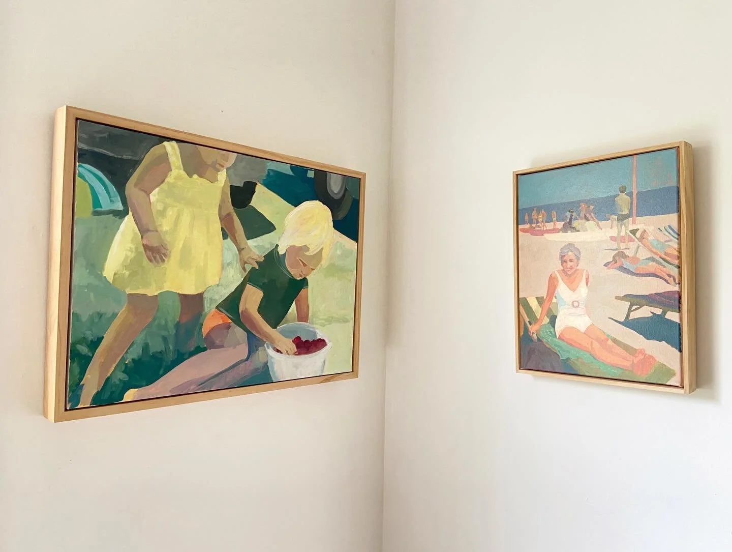 Recent work hanging in my studio at @theincubatorvillastudios 

These paintings cross over past and present times. I&rsquo;m interested in how we relate to the past, the threads that connect past and present and how some things remain constant - rega