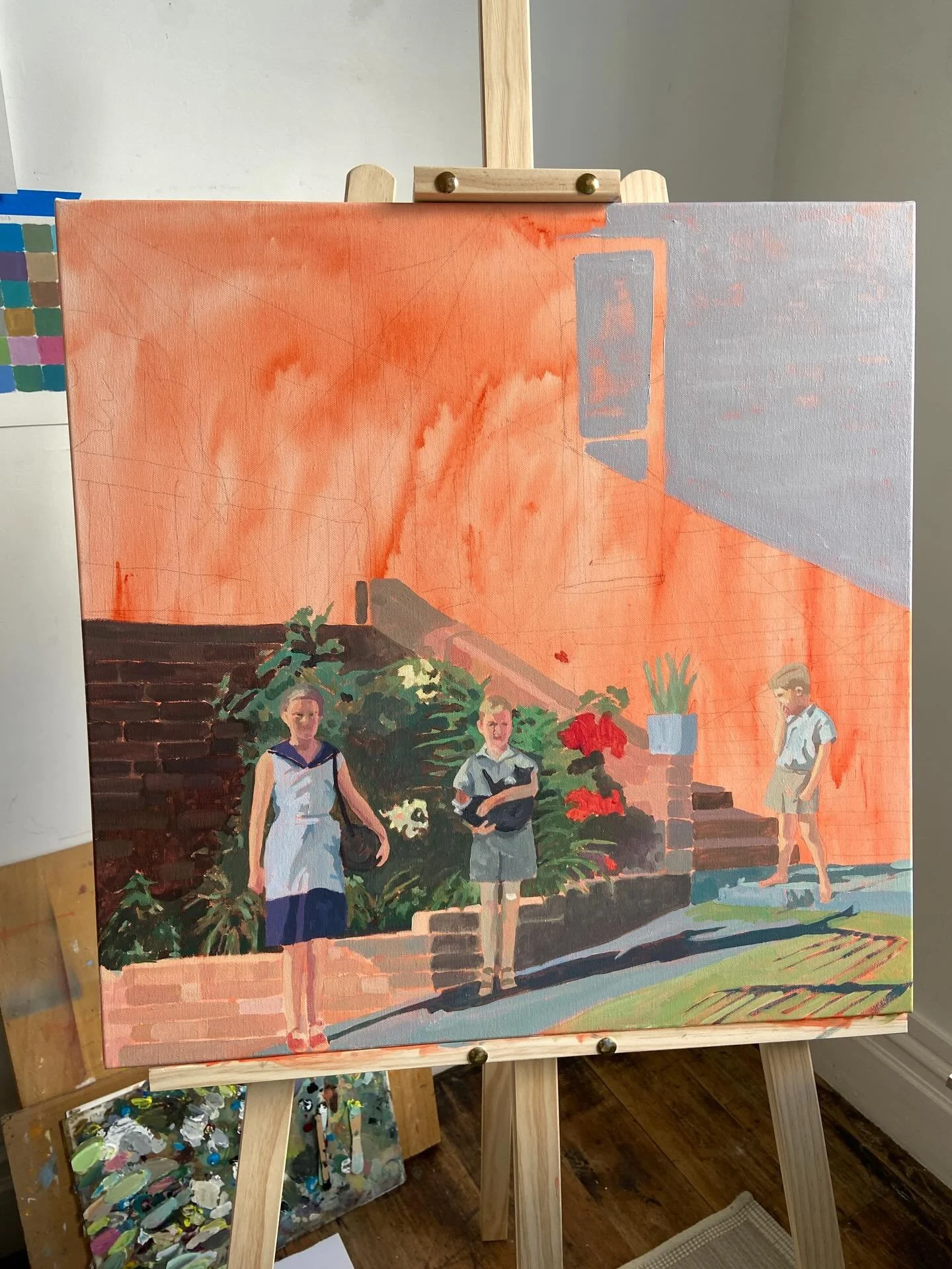 Slow going on the brick and weatherboard. While I am approaching this painting carefully, I&rsquo;m not interested in faithful representation or realism. Instead I aim for something more like an approximation. 

Something that enables enough recognit