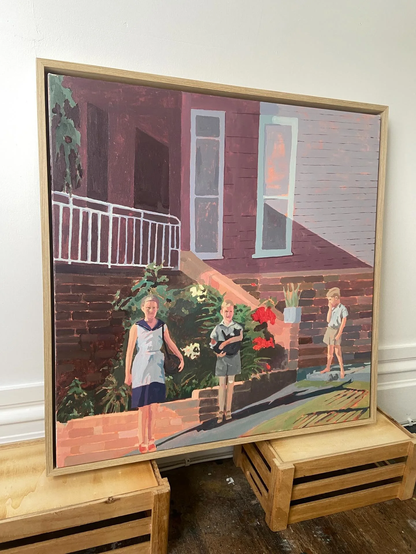 I&rsquo;m calling this painting &lsquo;Neverland&rsquo;. 

There&rsquo;s something about these children that reminds me of Wendy, John and Michael Darling - along with the shadows and the slightly rebellious lost boy like nature of the youngest child