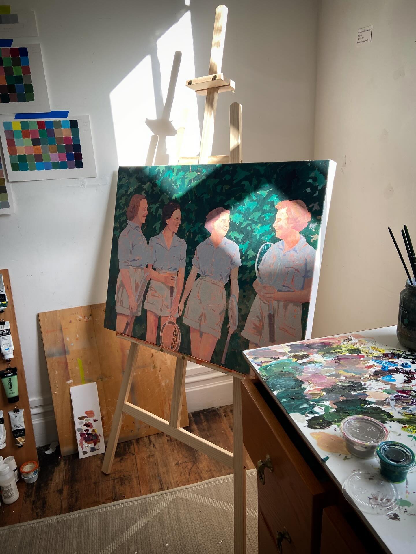 Lovely late arvo sunshine hitting my latest work in progress/could be done painting.

There are usually things I could change at this stage of a painting. But more often than  not after a few days of living with it, I find it&rsquo;s actually telling