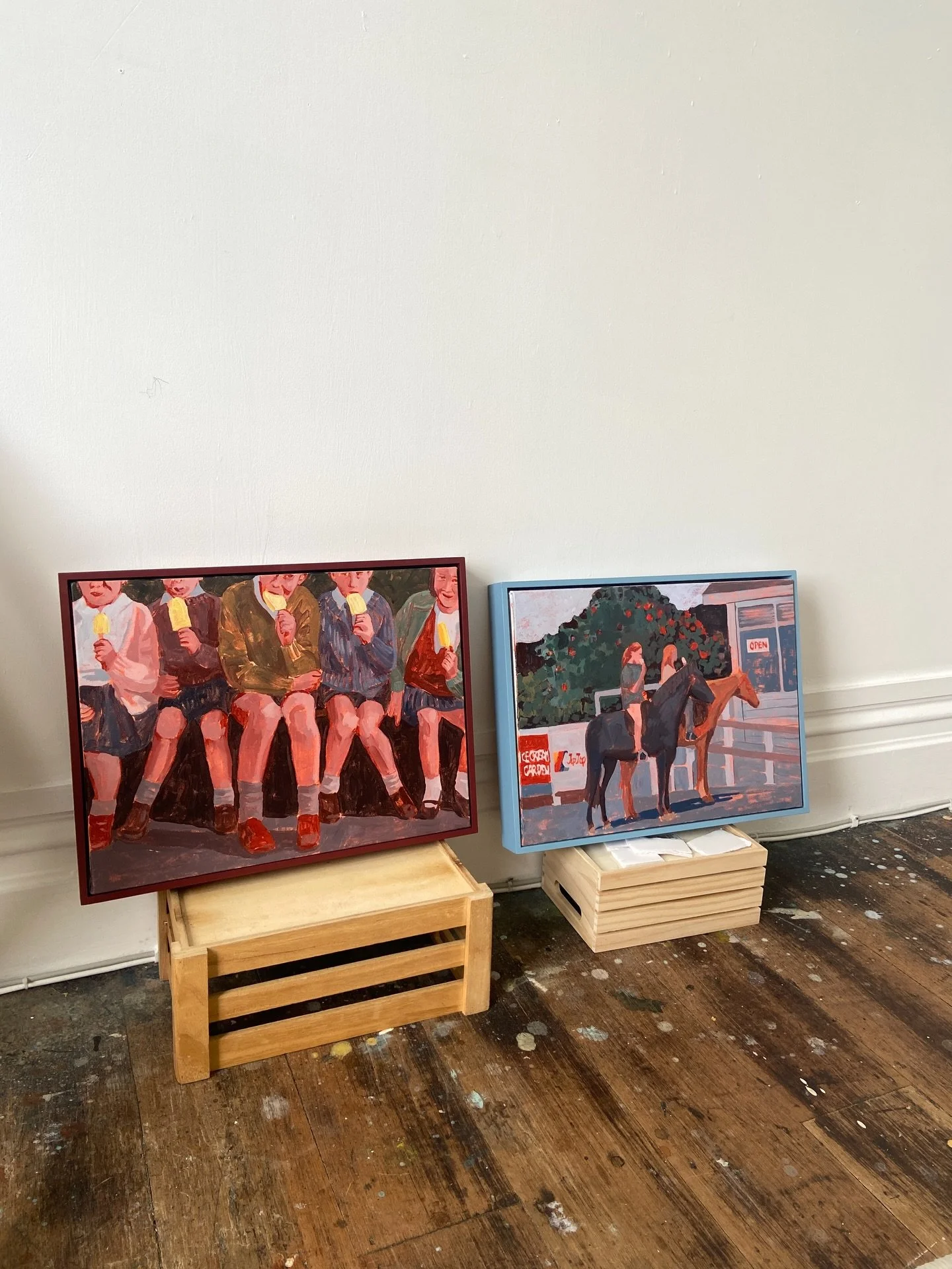 I&rsquo;m enjoying playing with coloured frames. It&rsquo;s interesting the effect they can have - either expanding or containing the painting. 

📷 as yet untitled artwork heading soon to Toi Marsden art show in Wellington
