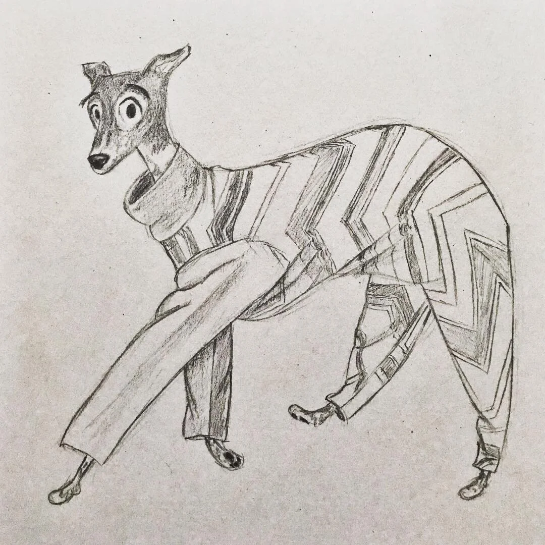 It&rsquo;s called fashion, baby, look it up 🕶 Based off a reference I found from Pinterest, where there is a plethora of greyhounds in onesies (???)
.
.
.
.
.
#illustration #characterdesign #characterdevelopment #pencildrawing #traditionalart #illus