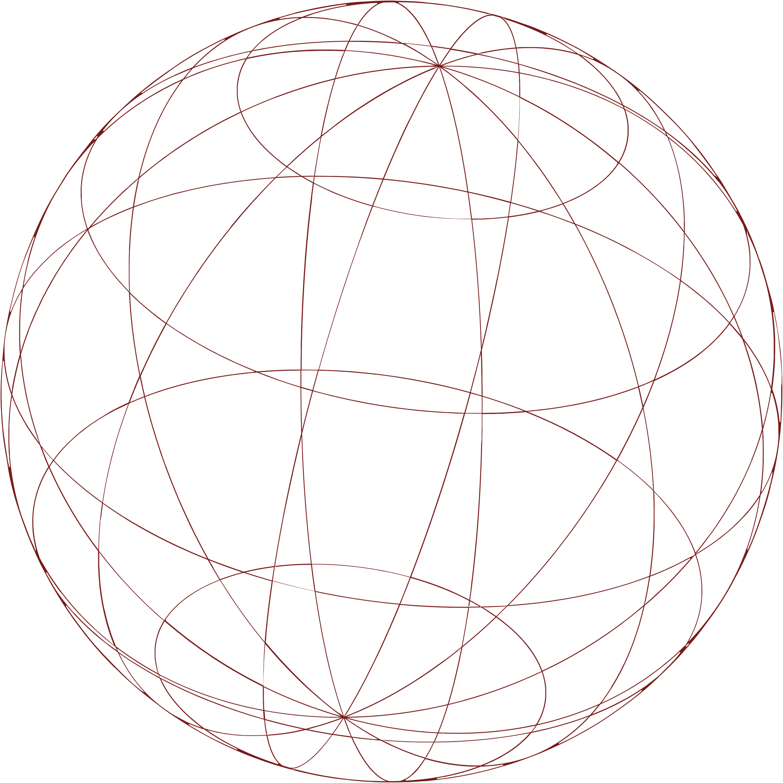 A blueprint of a tilted, round sphere