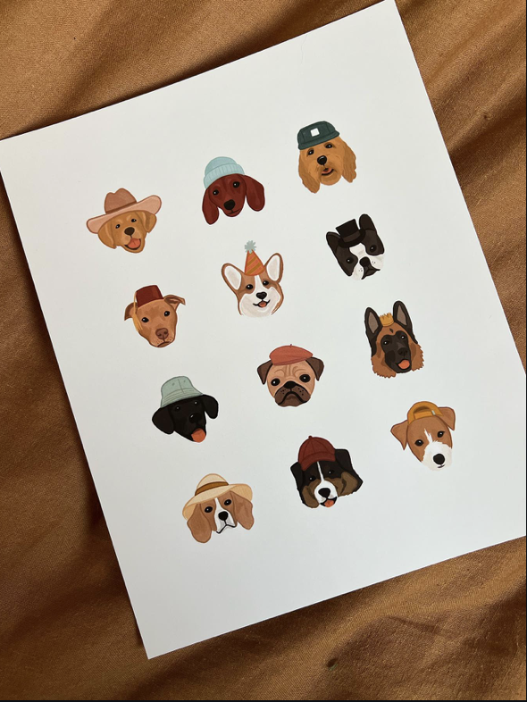 Pups In Hats Art Print