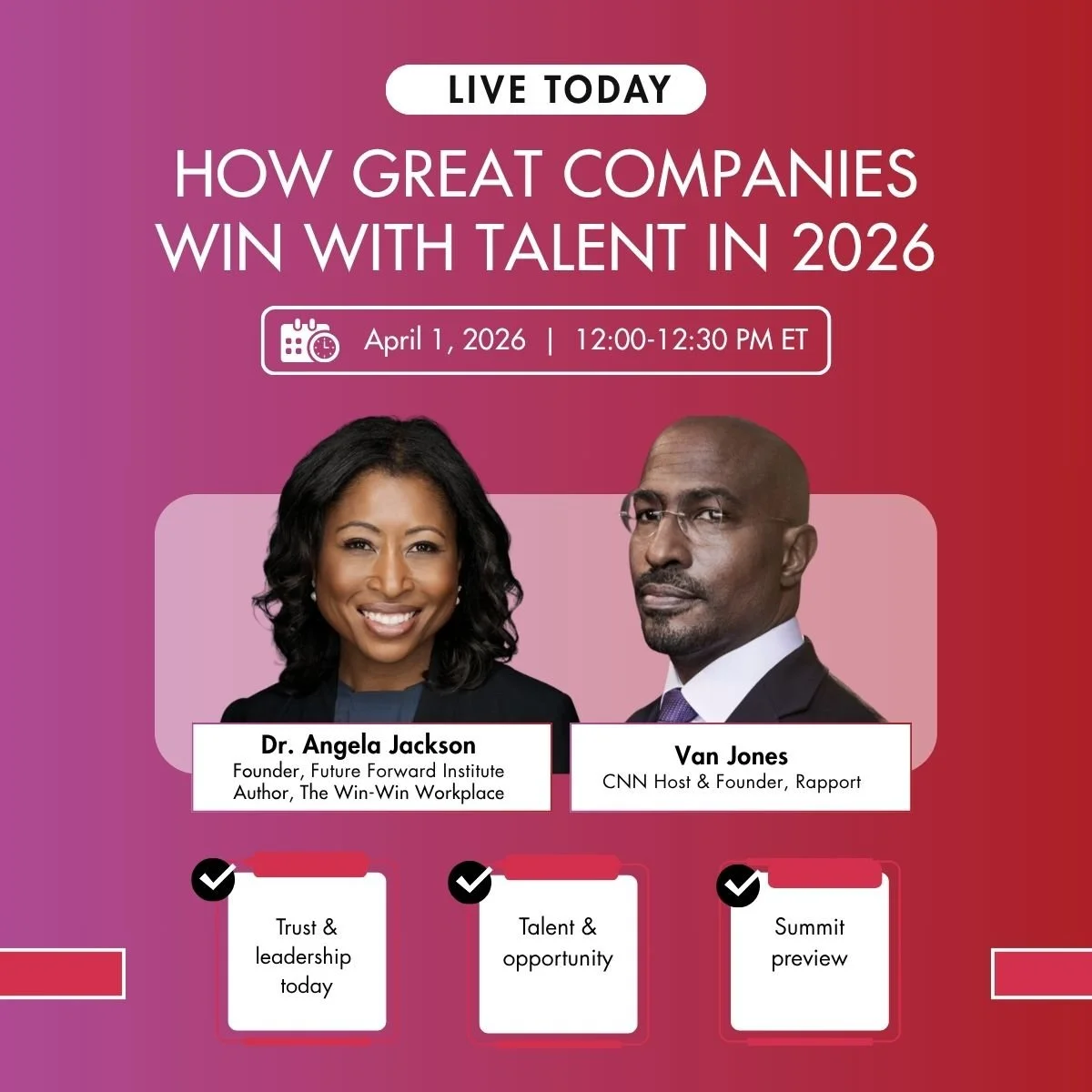 We&rsquo;re live today.

After that powerful moment on the main stage at Transform, @vanjones68 and I are continuing the conversation.

What does it actually take to lead right now, when AI is accelerating, expectations are shifting, and trust is und