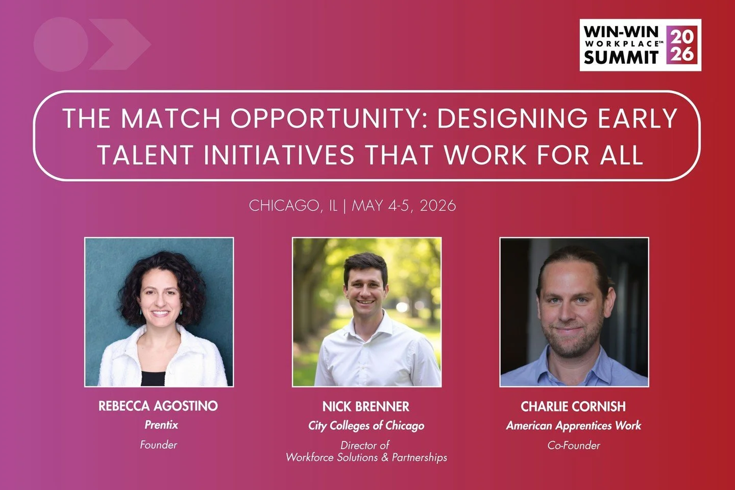 Designing early talent programs that actually work requires more than good intent, it takes the right structure, timing, and alignment. 

Rebecca Agostino of Prentix, Nick Brenner of City Colleges of Chicago, and Charlie Cornish of American Apprentic