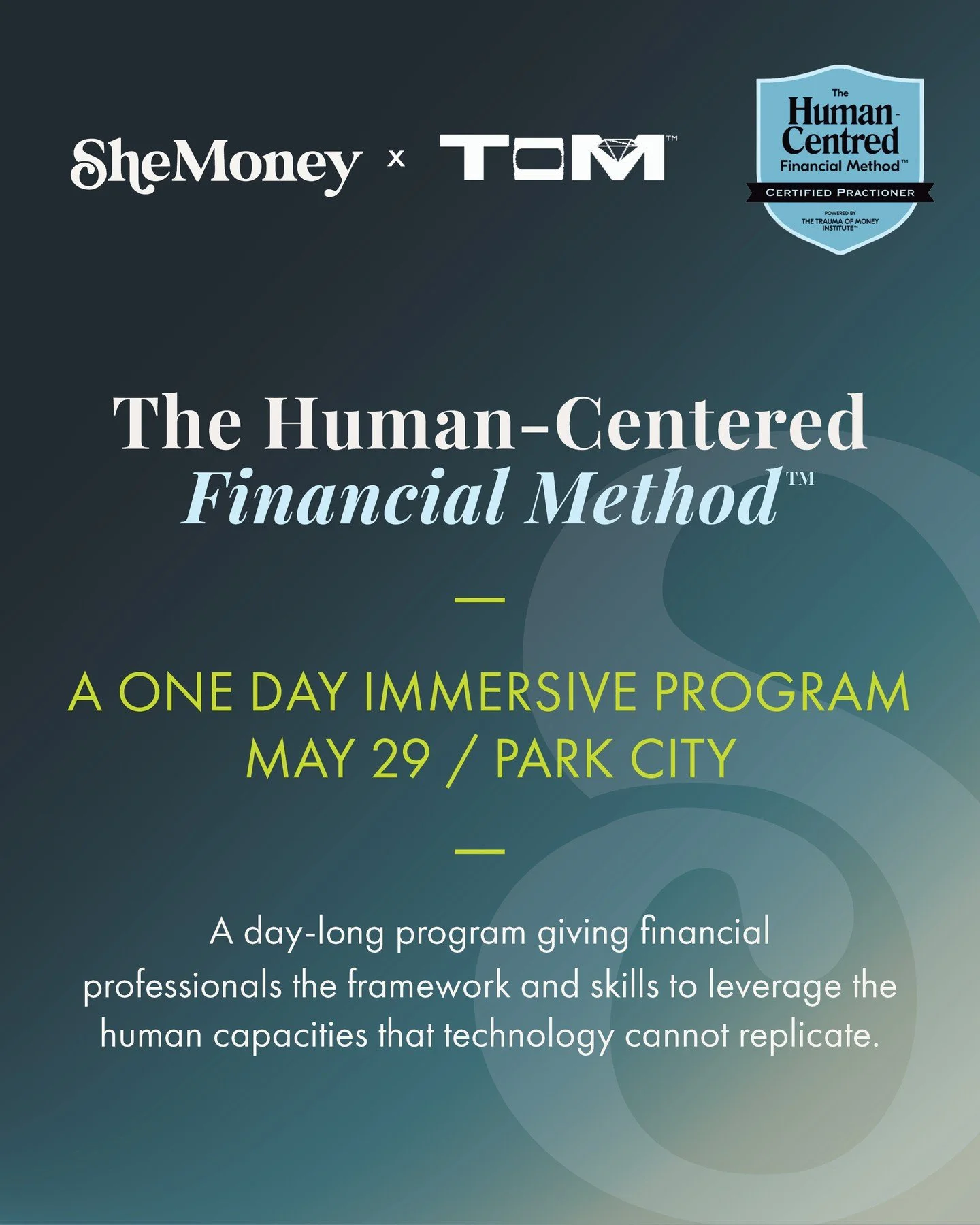 The future of financial advice is human.

As AI reshapes the technical side, the real edge is in trust, connection, and understanding how clients navigate money under stress.

Join us in Park City for a one-day introduction to the Human-Centered Fina