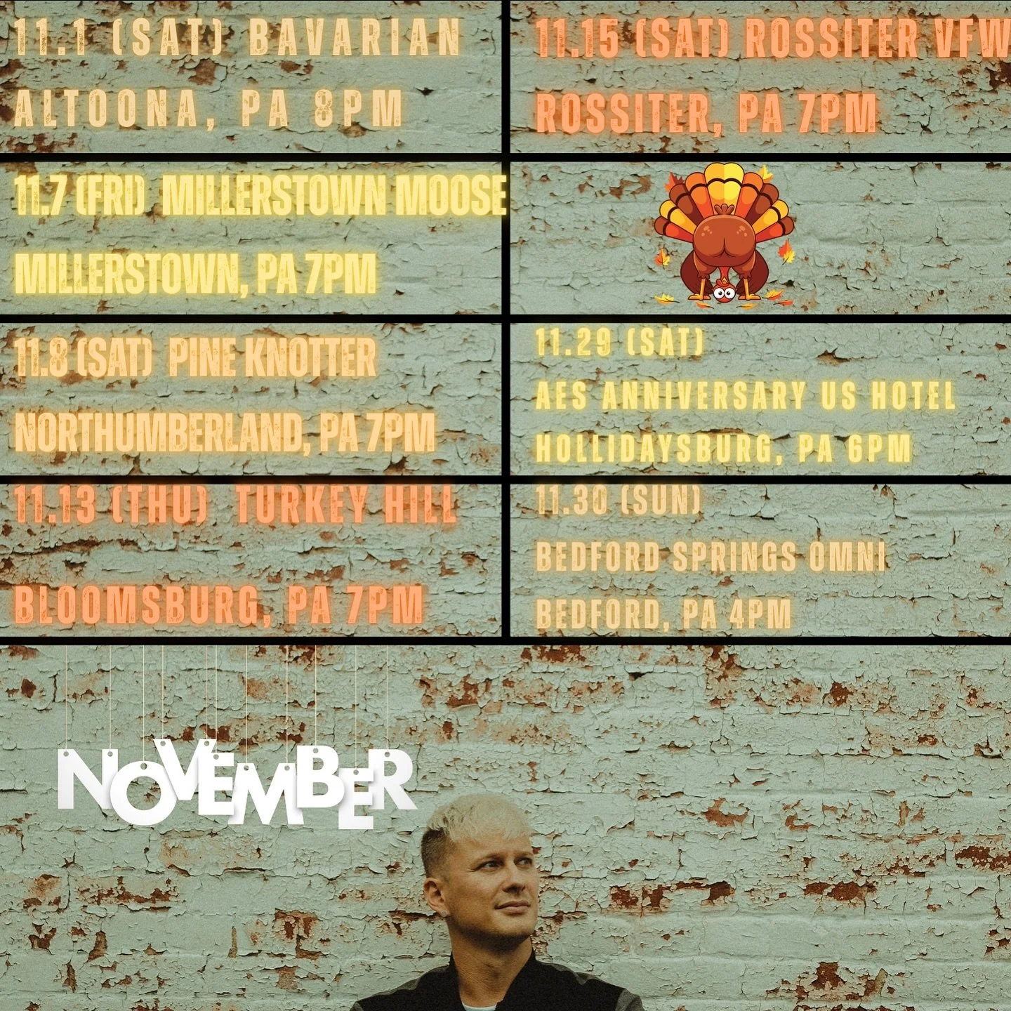 November schedule! Got some open dates if anyone needs entertainment! #livemusic #november #nov
