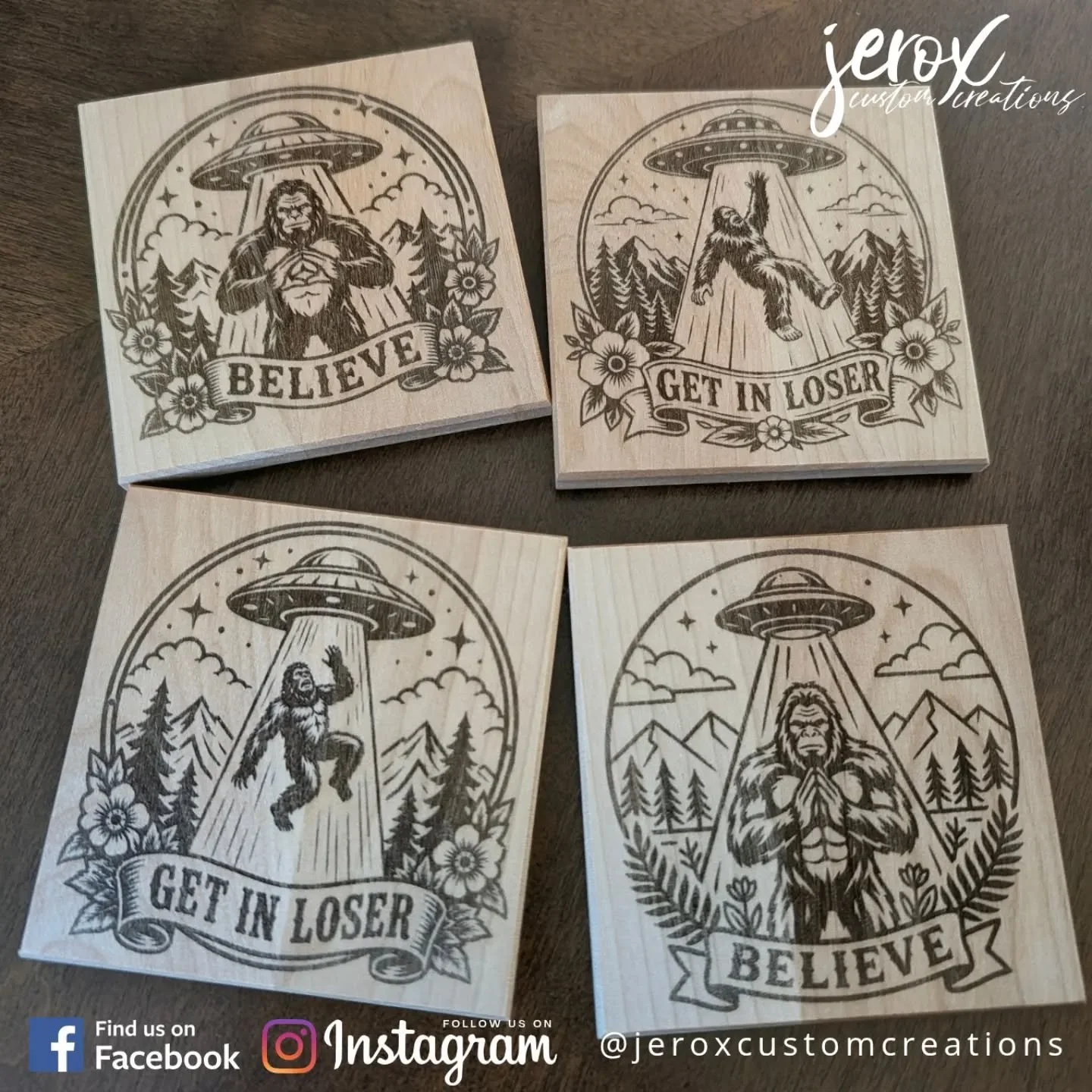 Not Your Average Coasters 

We took solid Beech hardwood and laser-engraved it with our own original designs for those who know the truth is out there.

Every piece features clean, high-precision lines built to outlast the arguments over who&rsquo;s 