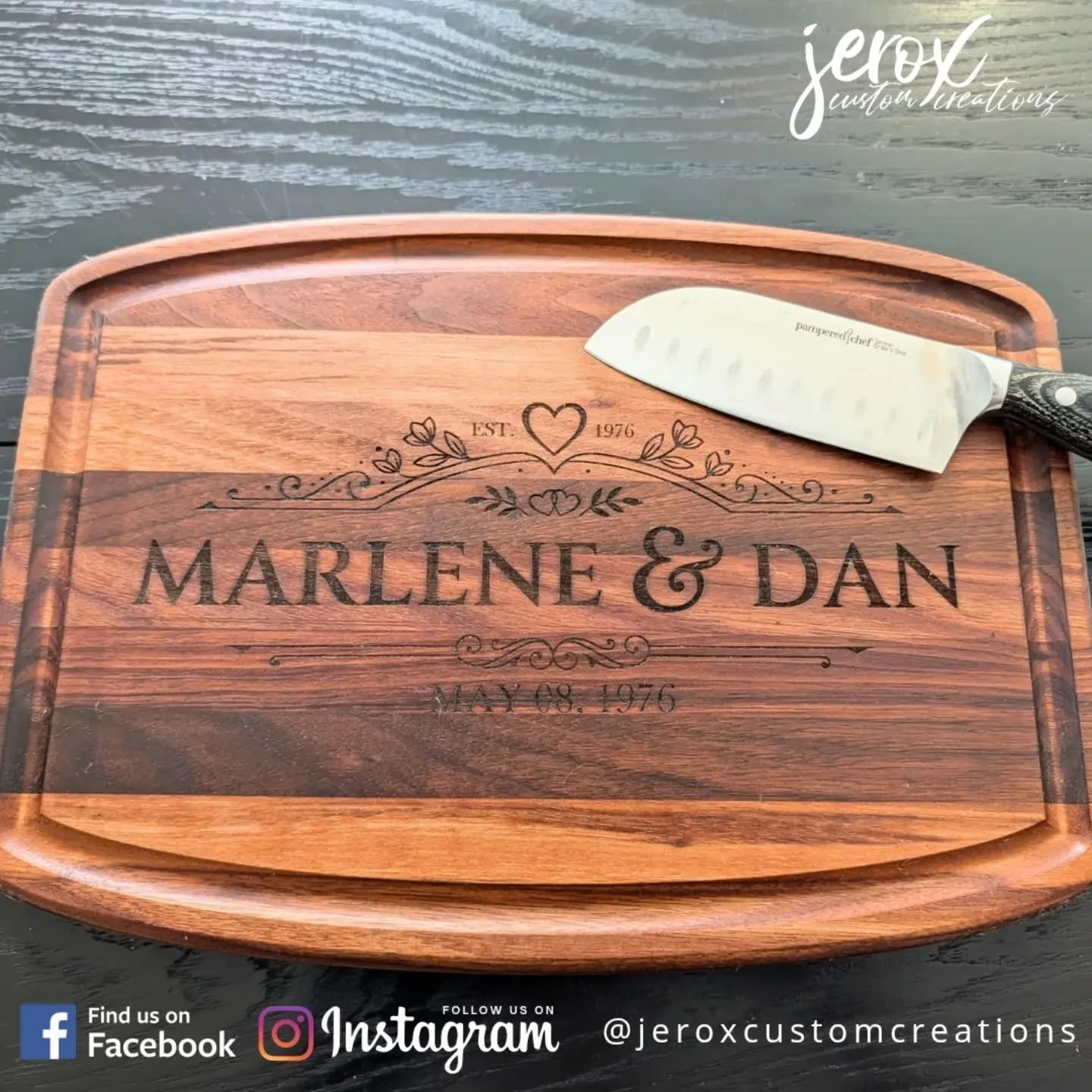Some boards are for show. Some are for work. This one does both. Black Walnut, juice grooves on each side, handcrafted for prep and display. Any size, any shape, any wood ... yours today.

#JeroxCustomCreations #DoubleSidedBoard #BlackWalnut #Handcra