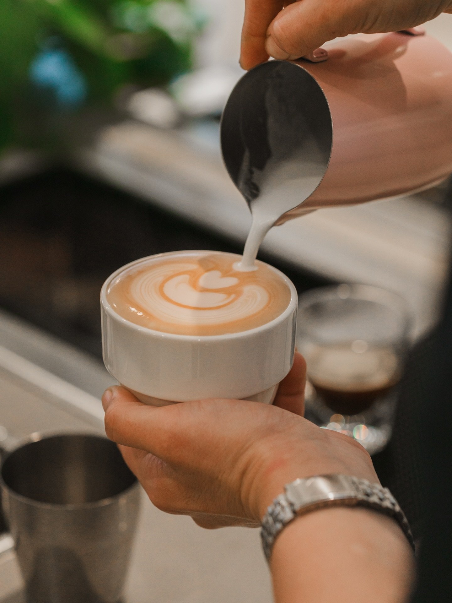 One of our favorite drinks to pour in a flat white! It&rsquo;s the perfect balance of milk and espresso!