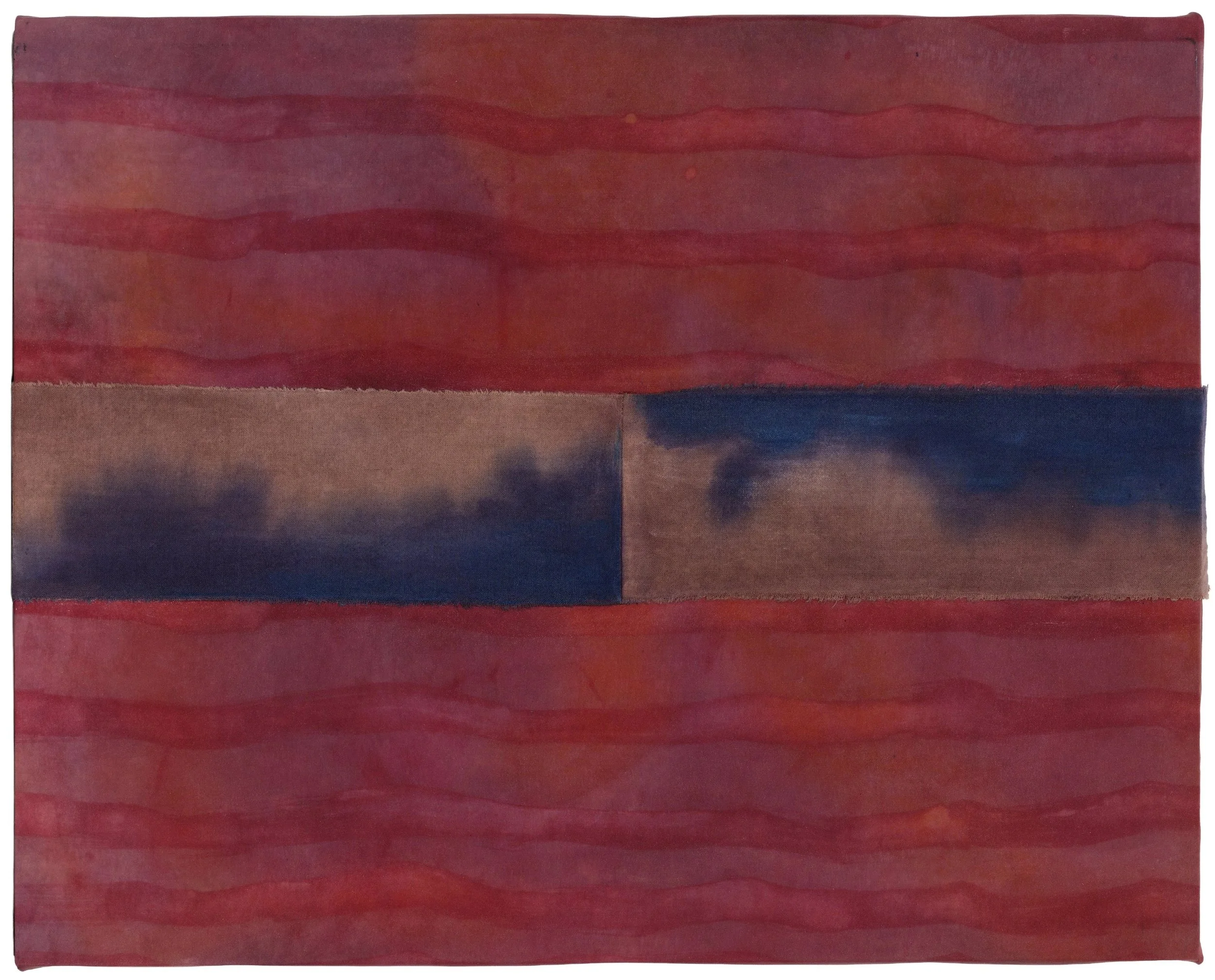 ‘We were dreaming of eels’, 2026, silk, dye, thread and hemp/cotton on board, 40 x 50 cm
