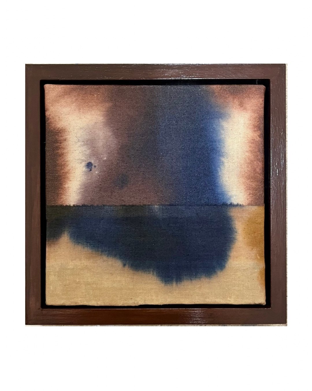 Sliding, streaming, sinking, 2026, dye, acrylic, hemp/cotton and canvas on board, 23 x 23 cm
