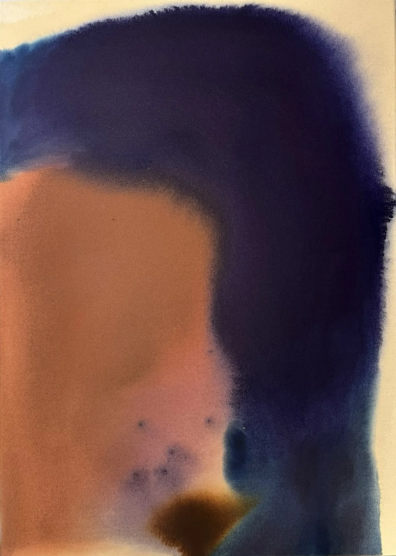 ‘River, sand, stone’, 2023, dye and acrylic on canvas, 50 x 70 cm