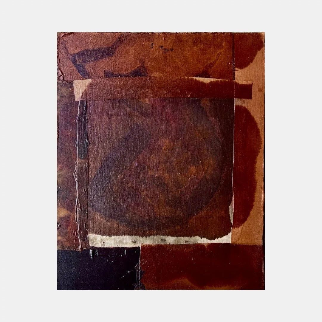 Untitled, 2024, hemp/cotton, dye and acrylic on boards, 40 x 50 cm