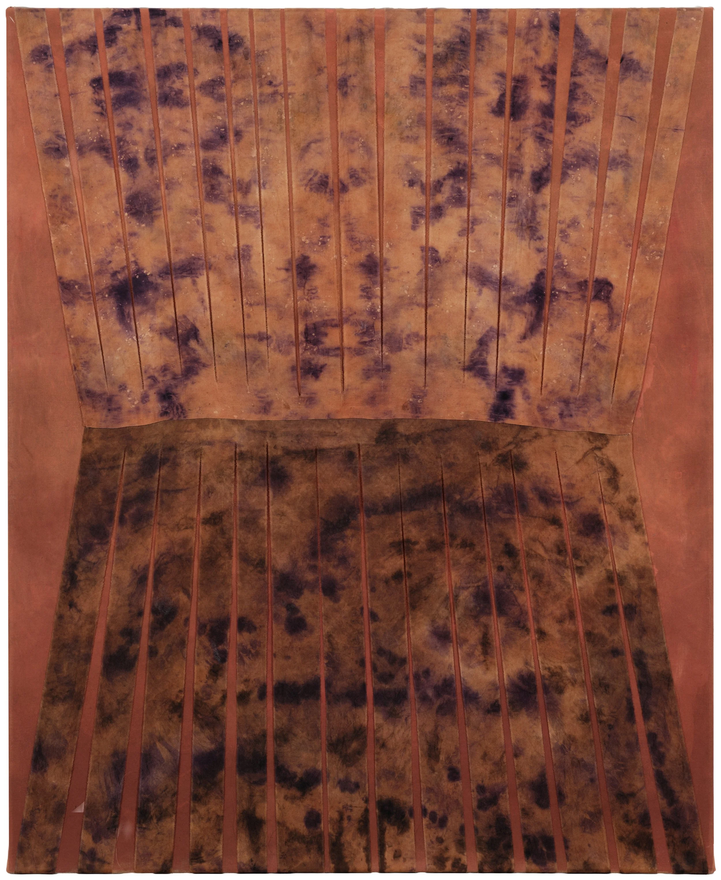 ‘Migration’, 2026, silk, dye, thread and acrylic on hemp/cotton, 91 x 122 cm