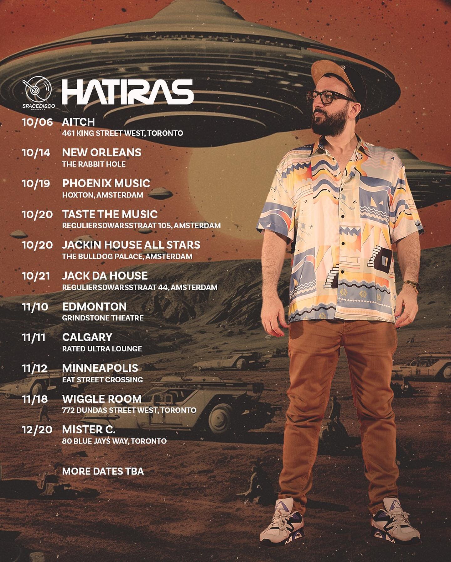 Loads of upcoming @hatiras tour dates announced including @aitch.to Toronto @nara.toronto, New Orleans with @nolahousingproject, @amsterdamdanceevent with @spacediscorecords @cruisemusicme @moodfunkrecords @fogbankrecords @angelo_ferreri @jpaulgetto 