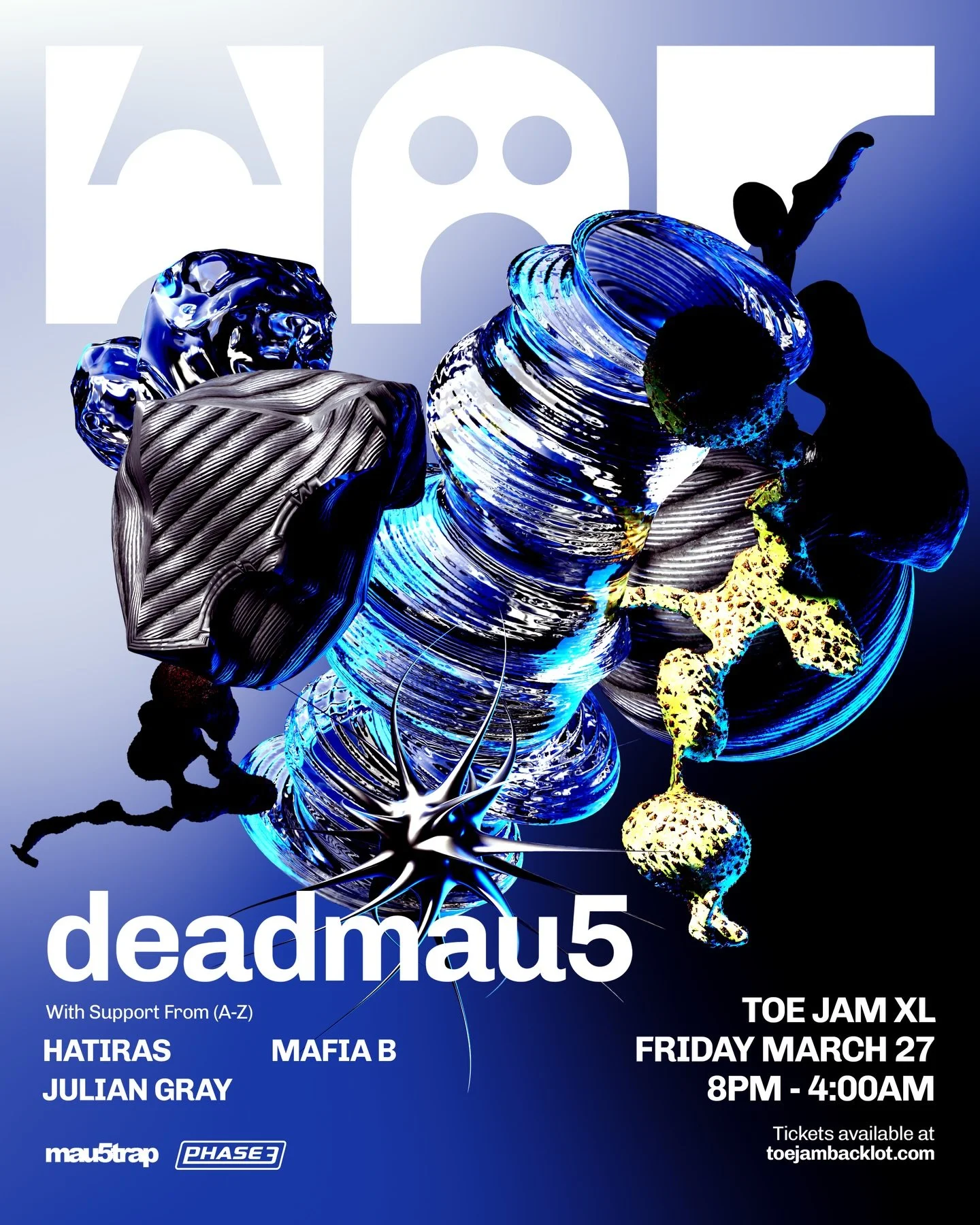 Just announced! @mau5trap boss @deadmau5 taking over Toe Jam in Miami with support from @hatiras @juliangraymedia and @djmafiab Friday March 27 🚀 
Tickets available now 🎟️