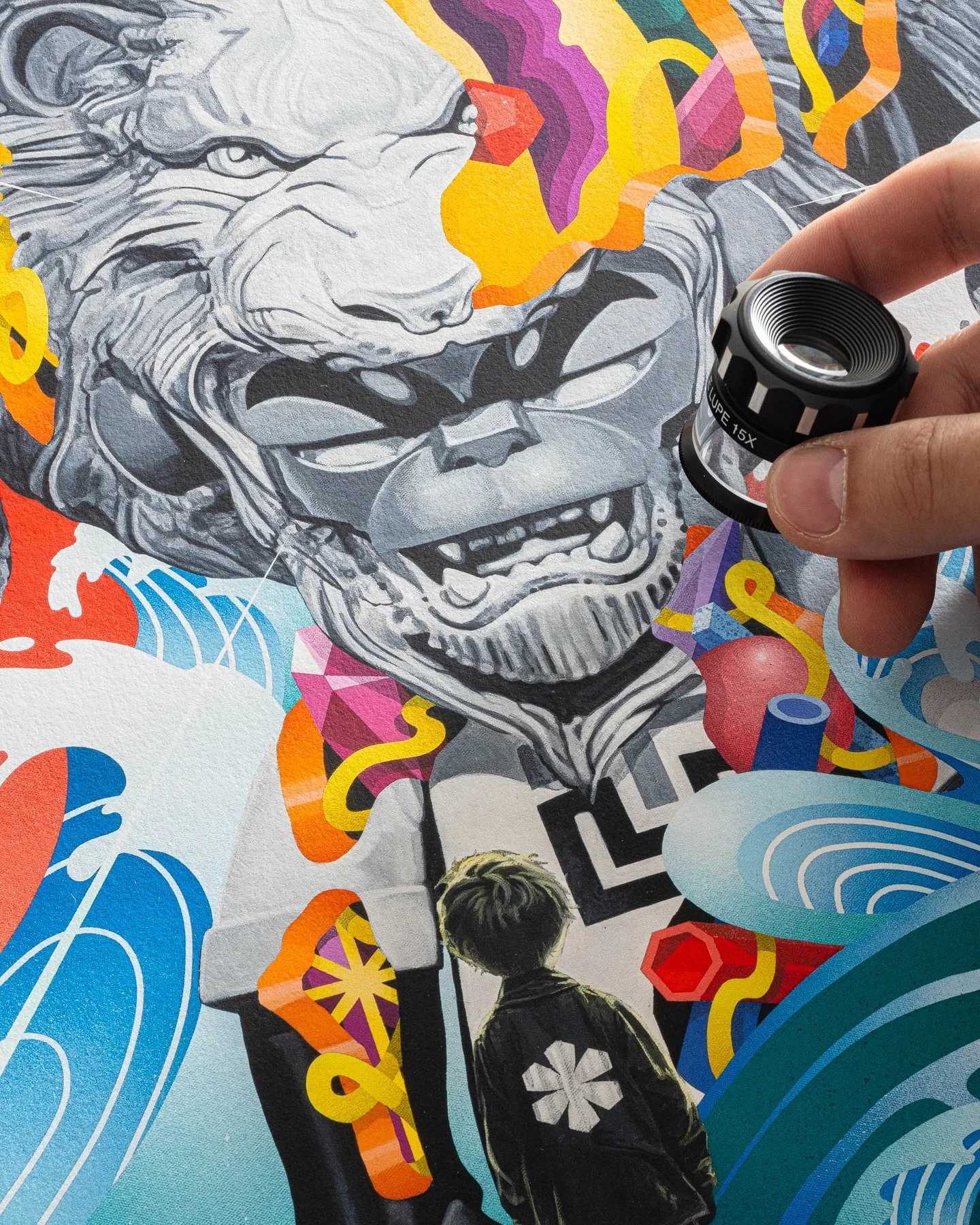 &ldquo;The Passing Fire&rdquo;, its a huge, complex painting by @eggfiasco , happy to have helped Egg on making limited ed prints of it! Swipe to see video of us color matching it! Its a big boi.

Get your Egg Fiasco prints at @trouble.monkeys !

#gi