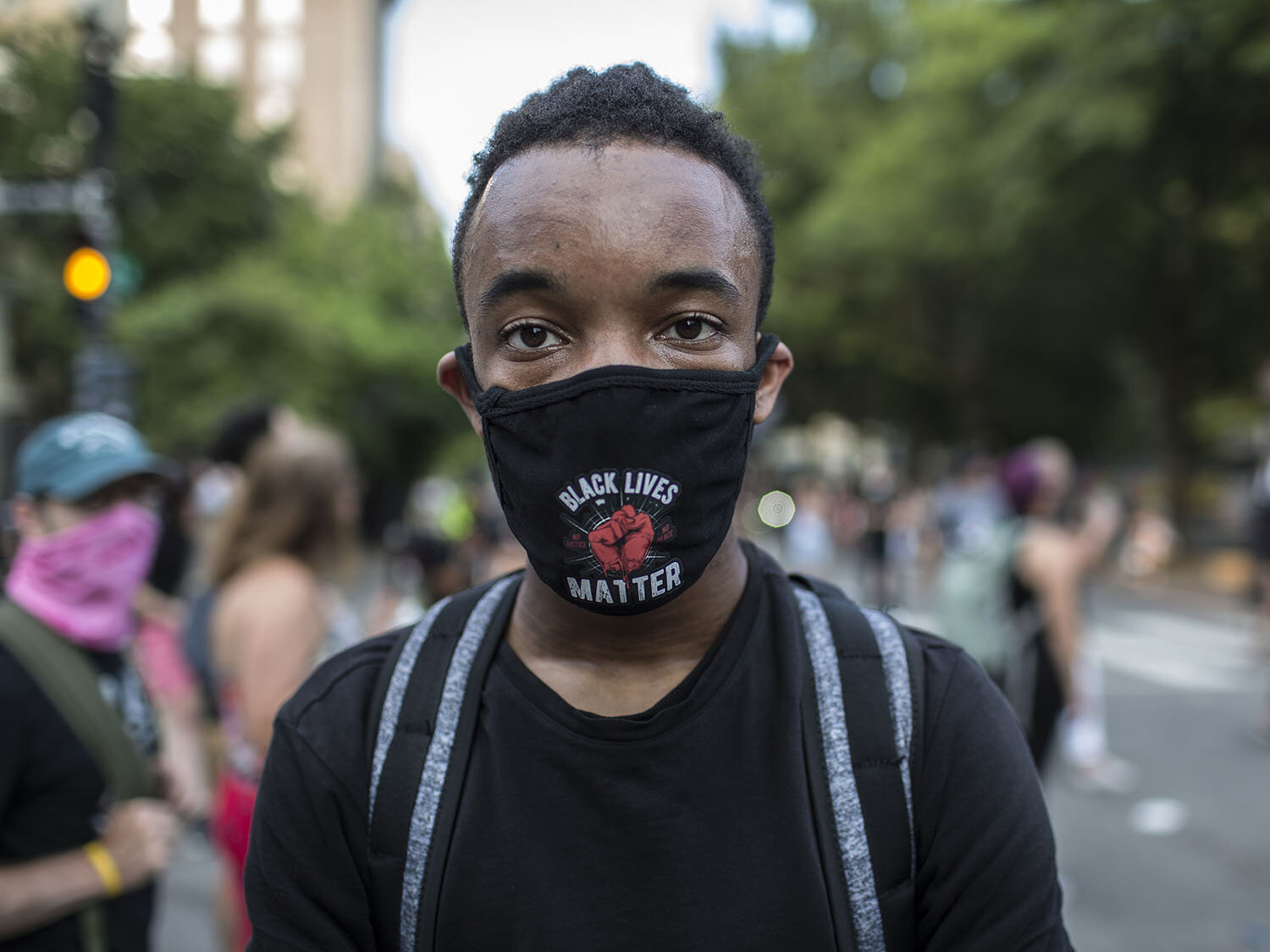  Name:  Vyshan Nisheed   Age: 25  Occupation: I.T. Support  Date and Place the photo was taken: July 04, 2020, Black Lives Matter Plaza, Washington DC, U.S.A.   His Statement:  "I come out to fight for humans. People seem to forget how people how imp