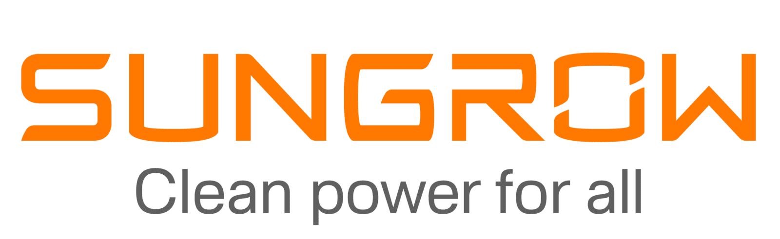 SUNGROW logo with slogan 'Clean power for all' in gray text.