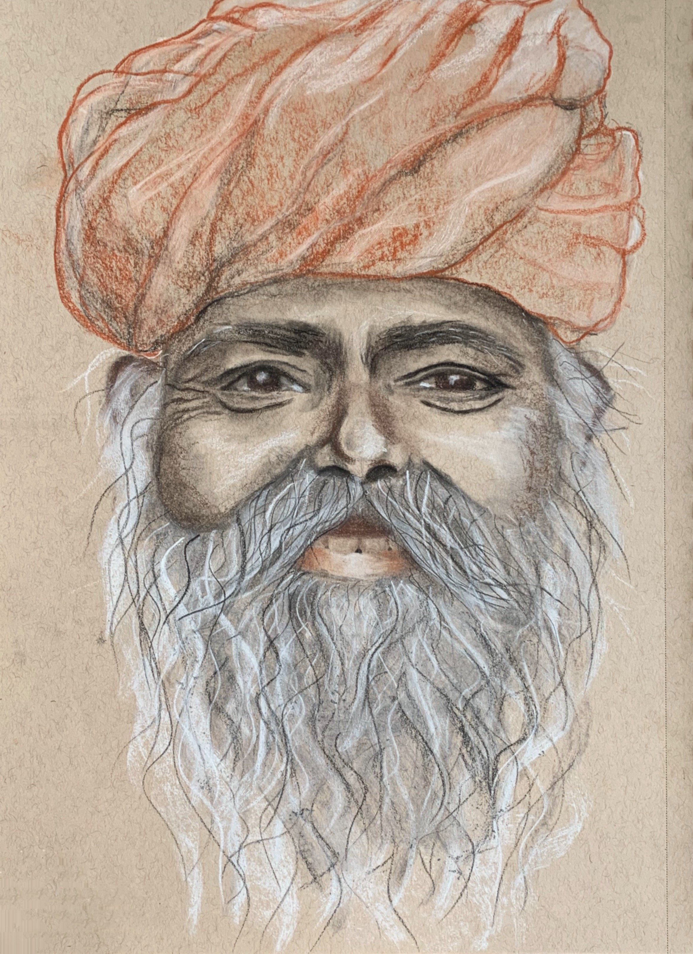 "Radiance". Conte and Charcoal on Toned Paper. September 2021.