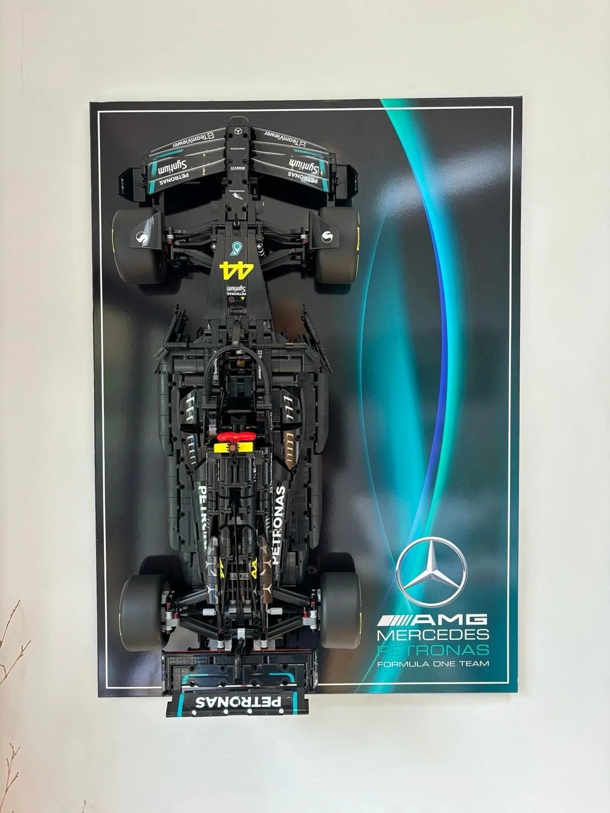 Lego F1 Mercedes wall display panel. Designed and made in house.