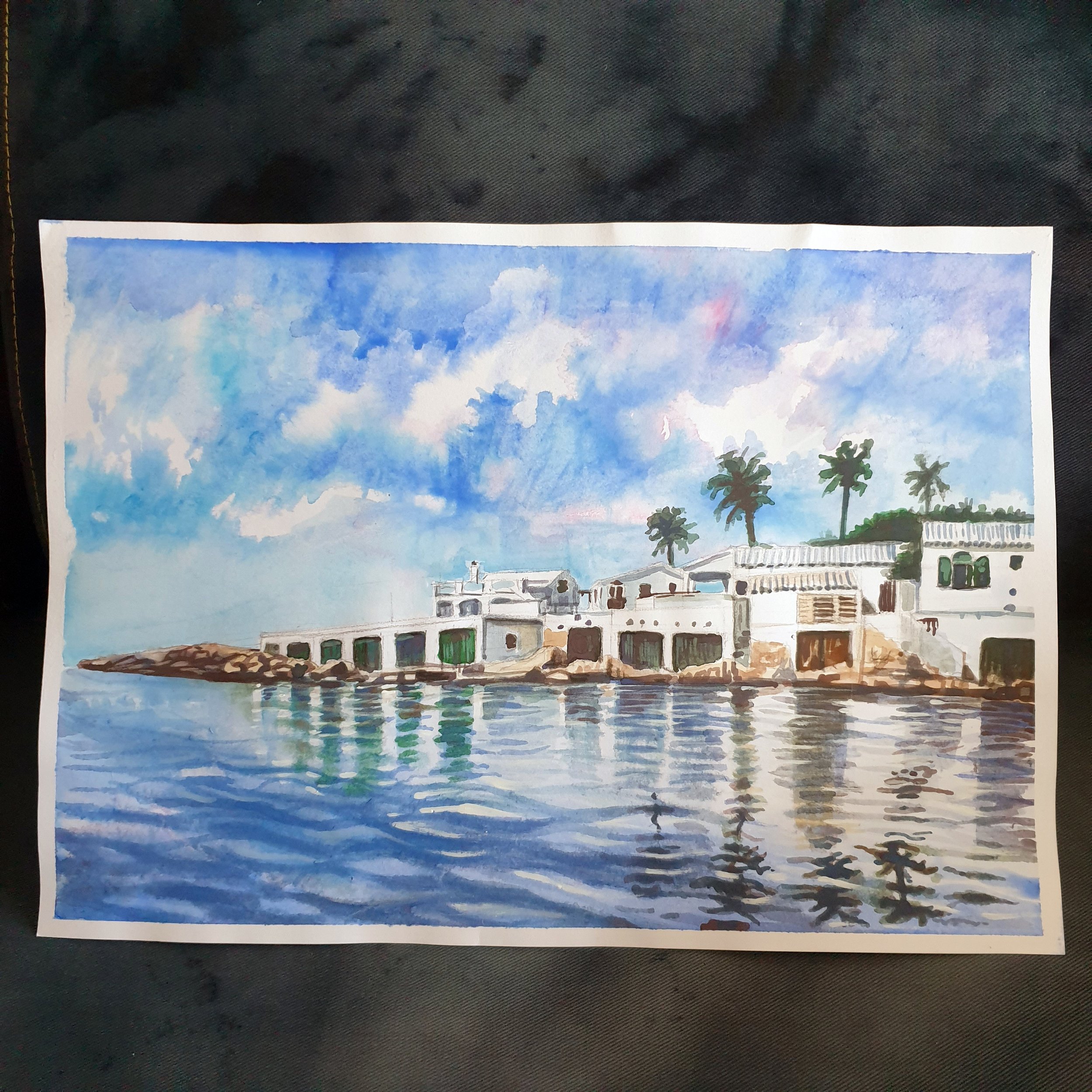 Gemälde - Watercolour Menorca in Rahmen