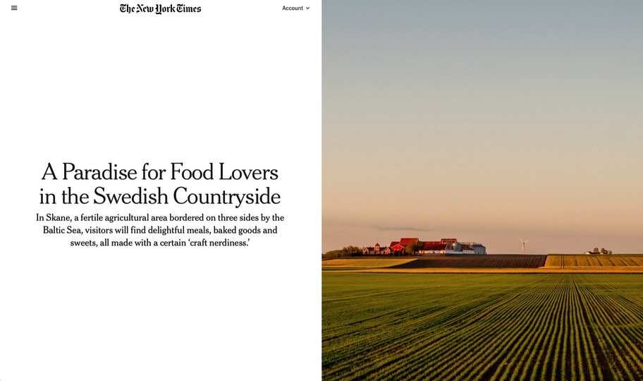 @nytimes i Sk&aring;ne och Gamla Bageriet &auml;r med ✌🏼🥹

Blir &ouml;dmjuka n&auml;r vi ser s&auml;llskapet 
@vyn_restaurant_hotel 
@pensionatfuruhem 
@talldungen 
@osterlenchoklad 
@holysmokebbqsweden 
@lindegrens 

Tack @hlswift och Lisa Abend!