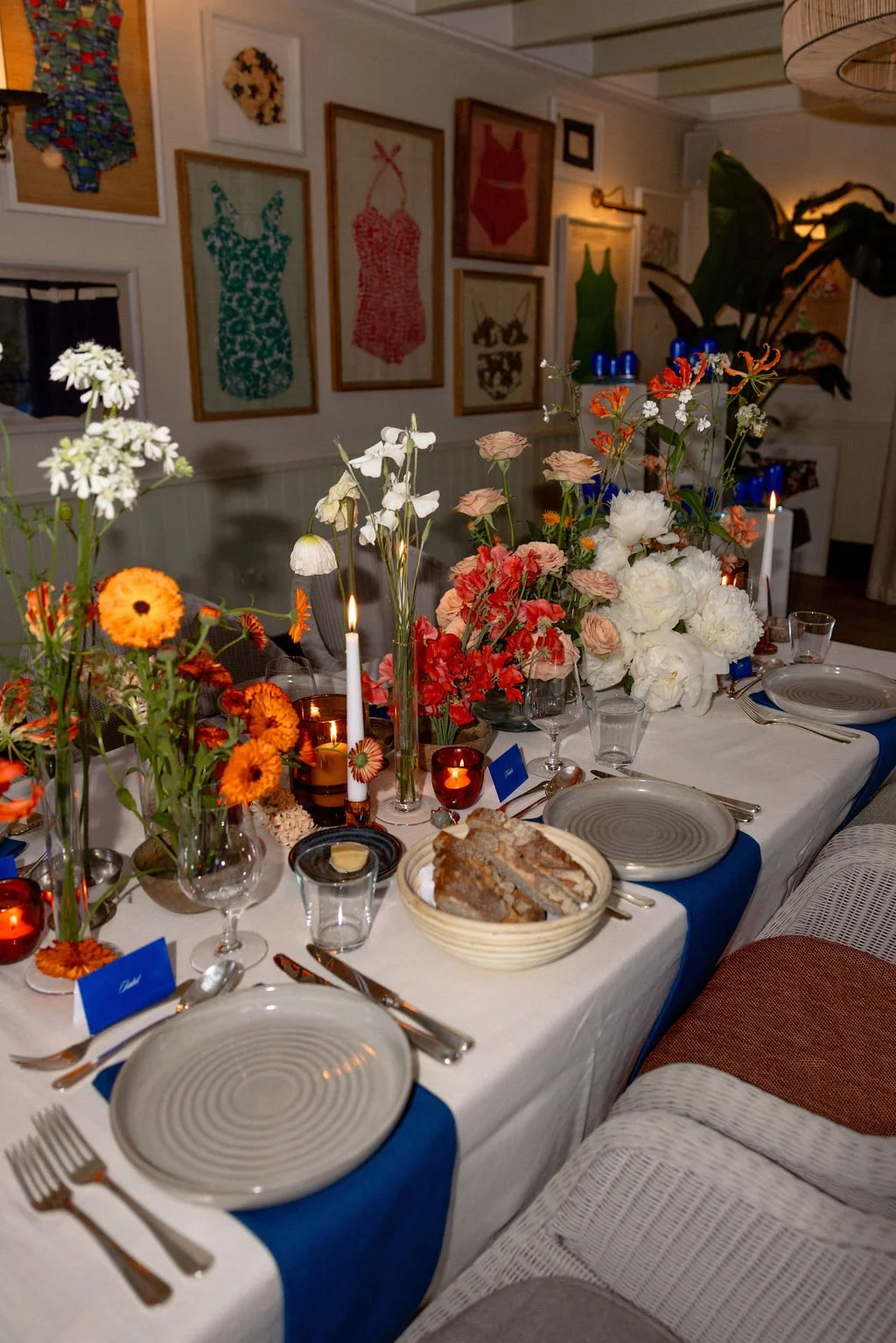 Table flowers for Shiseido brand event at The Gallivant, Sussex