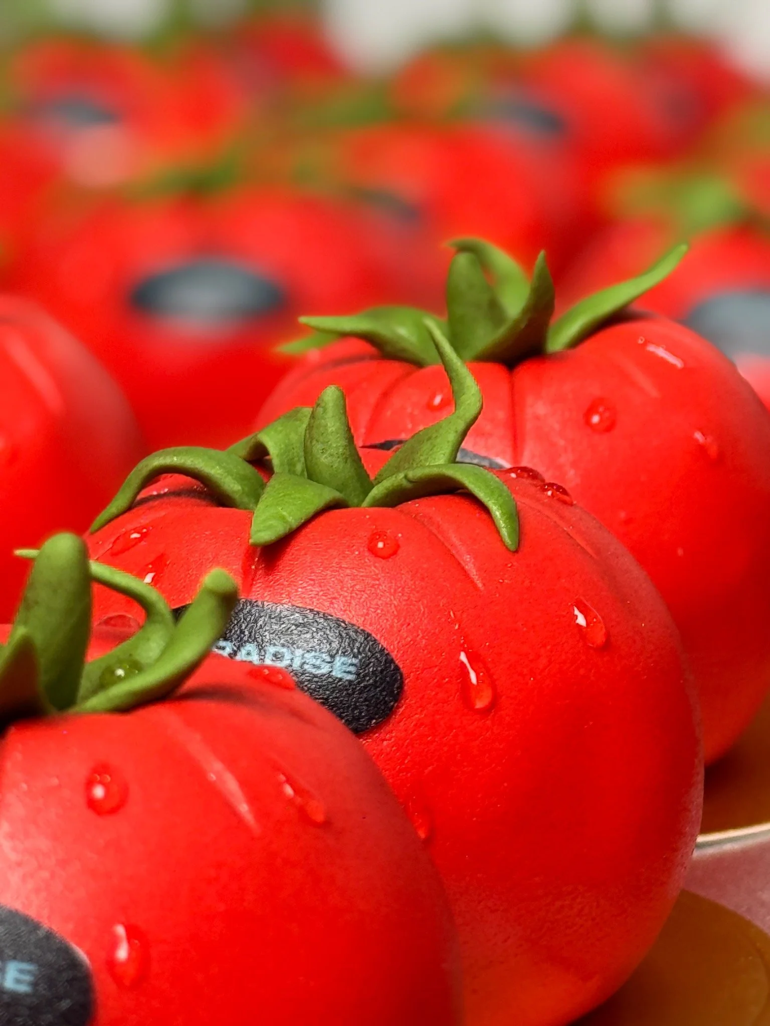 Close-up Disney Plus Paradise branded tomato cake.jpeg
