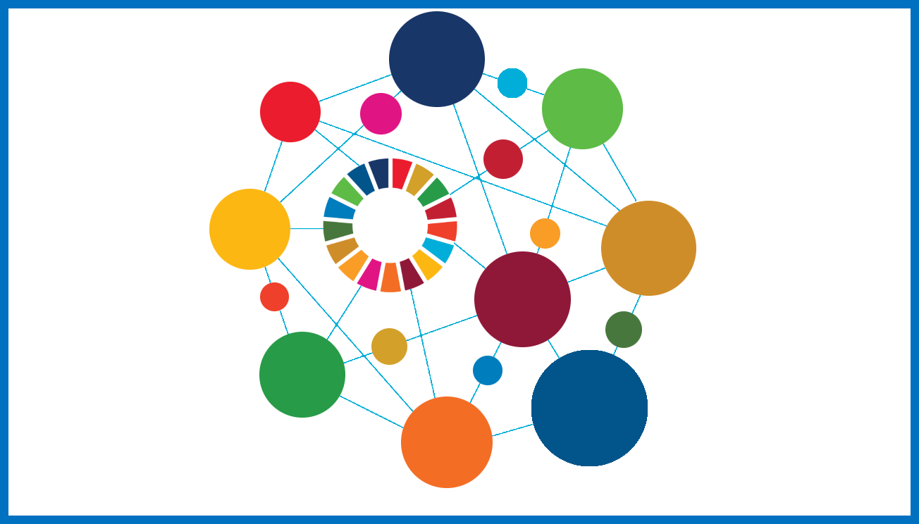 Colourful circles symbolise the SDGs
