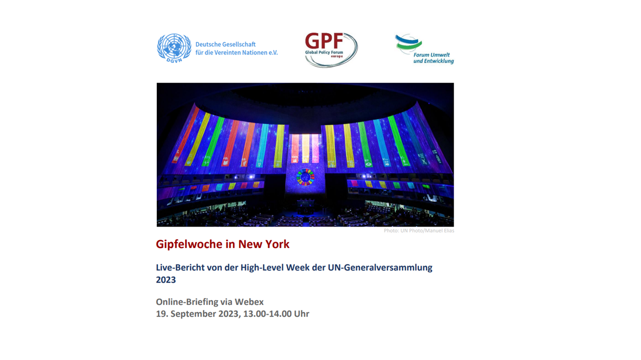 Summit Week in New York: Live Report from the High-Level Week of the UN General Assembly 2023