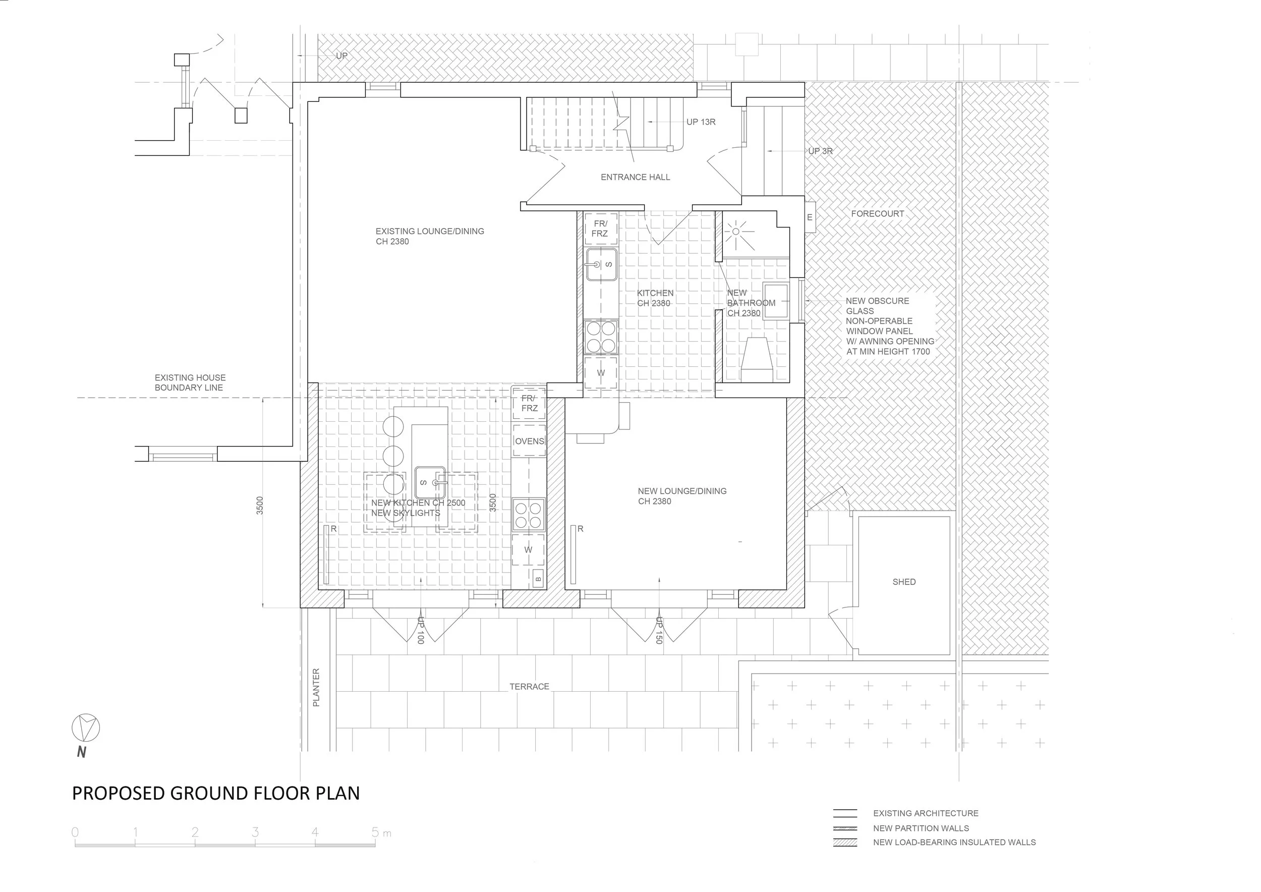 Ground Floor Plan of a double storey rear extension in Lewisham, London within the Blackheath conservation area.