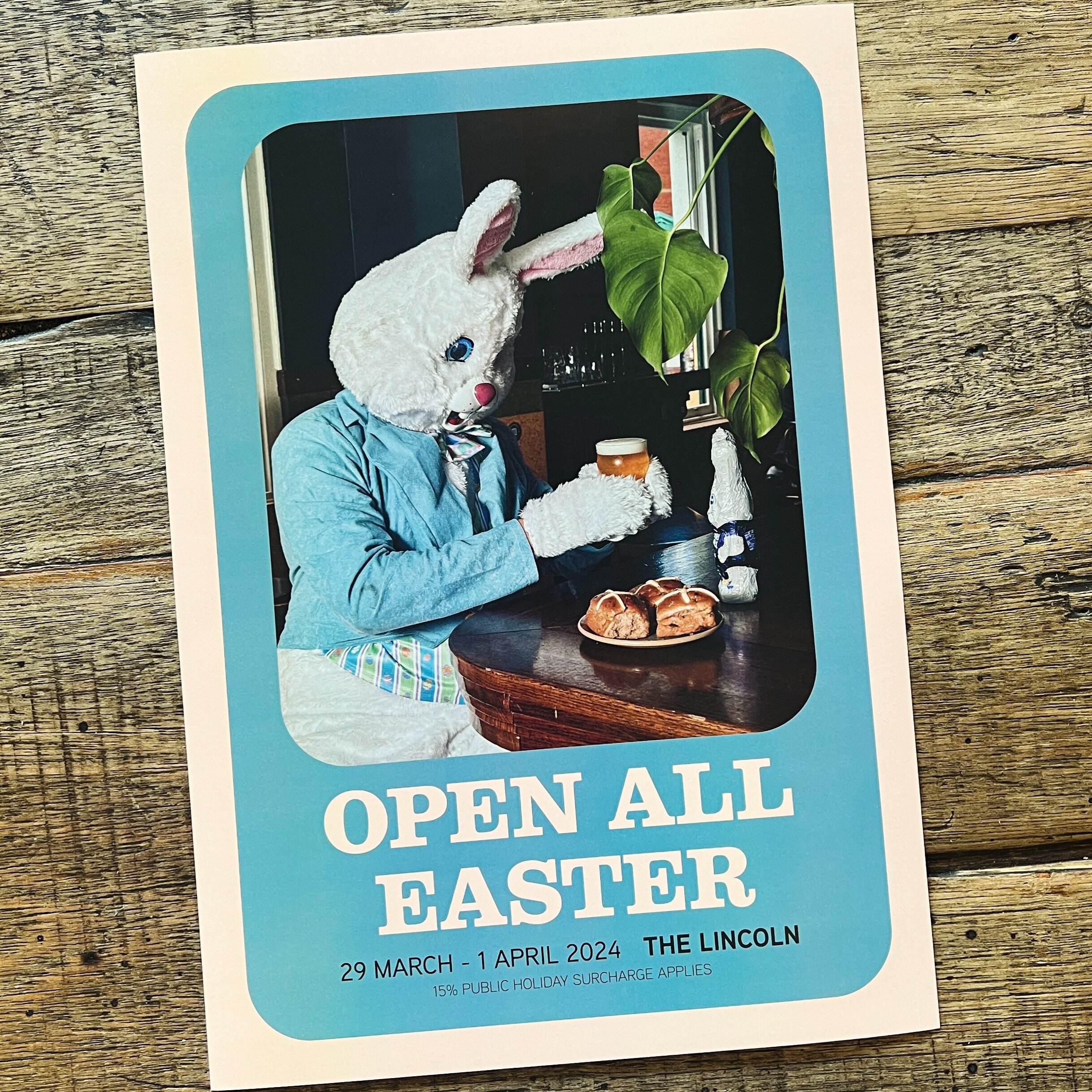 We&rsquo;ll be open as normal all Easter long weekend, from 12pm everyday, with the kitchen open all day Saturday and Sunday. See you soon!

*15% public holiday surcharge will apply

#thelincolncarlton #easterweekend #easterbunny #melbournepub