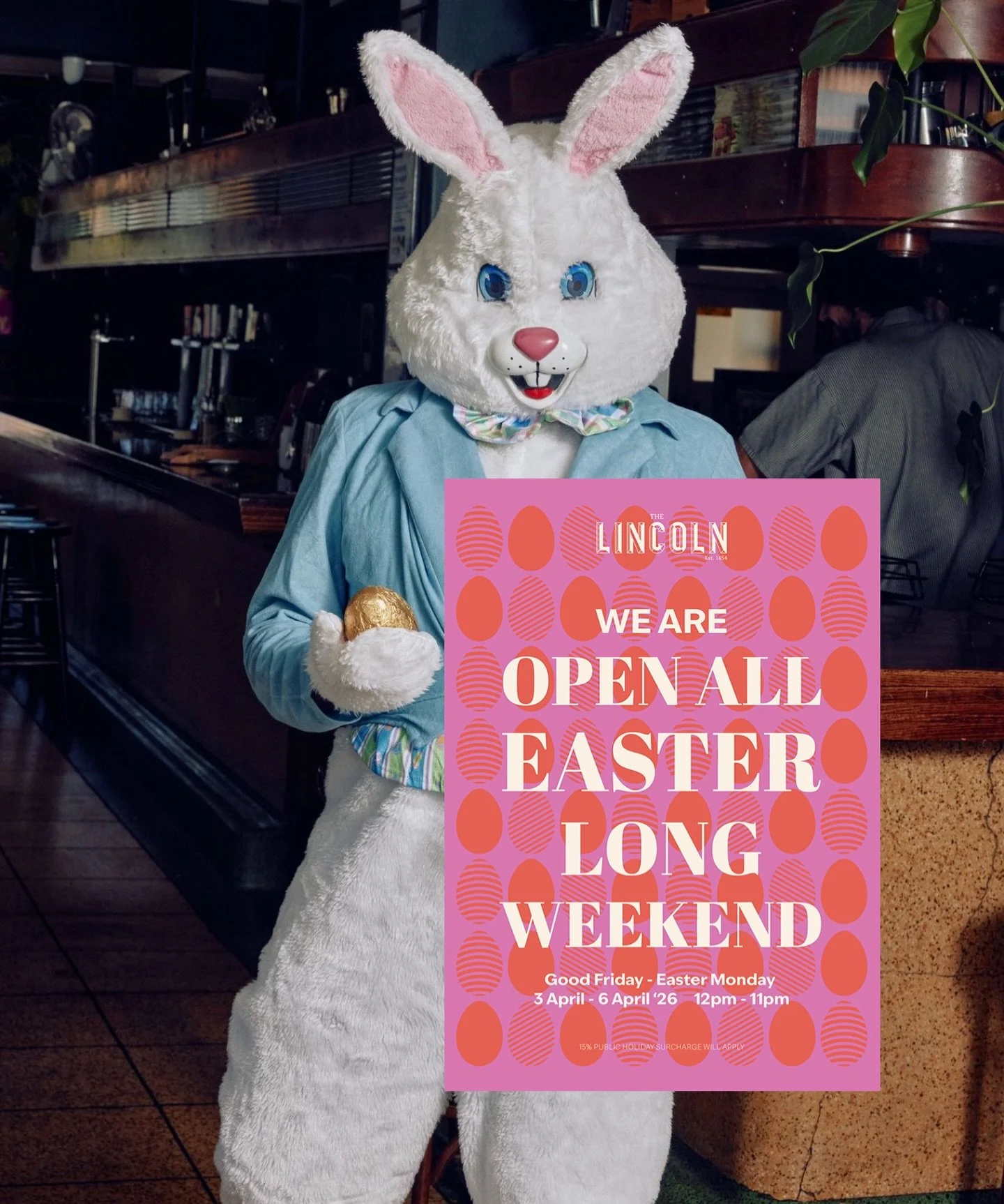 We&rsquo;ll be open as usual this Easter, for lunch &amp; dinner 7 days from 12pm. 🐣🍫

Kitchen&rsquo;s open all day Sat/Sun, with beef for this week&rsquo;s Sunday Roast.

See you this long weekend!🐰🍻

#thelincolncarlton #melbournepub #carltonpub