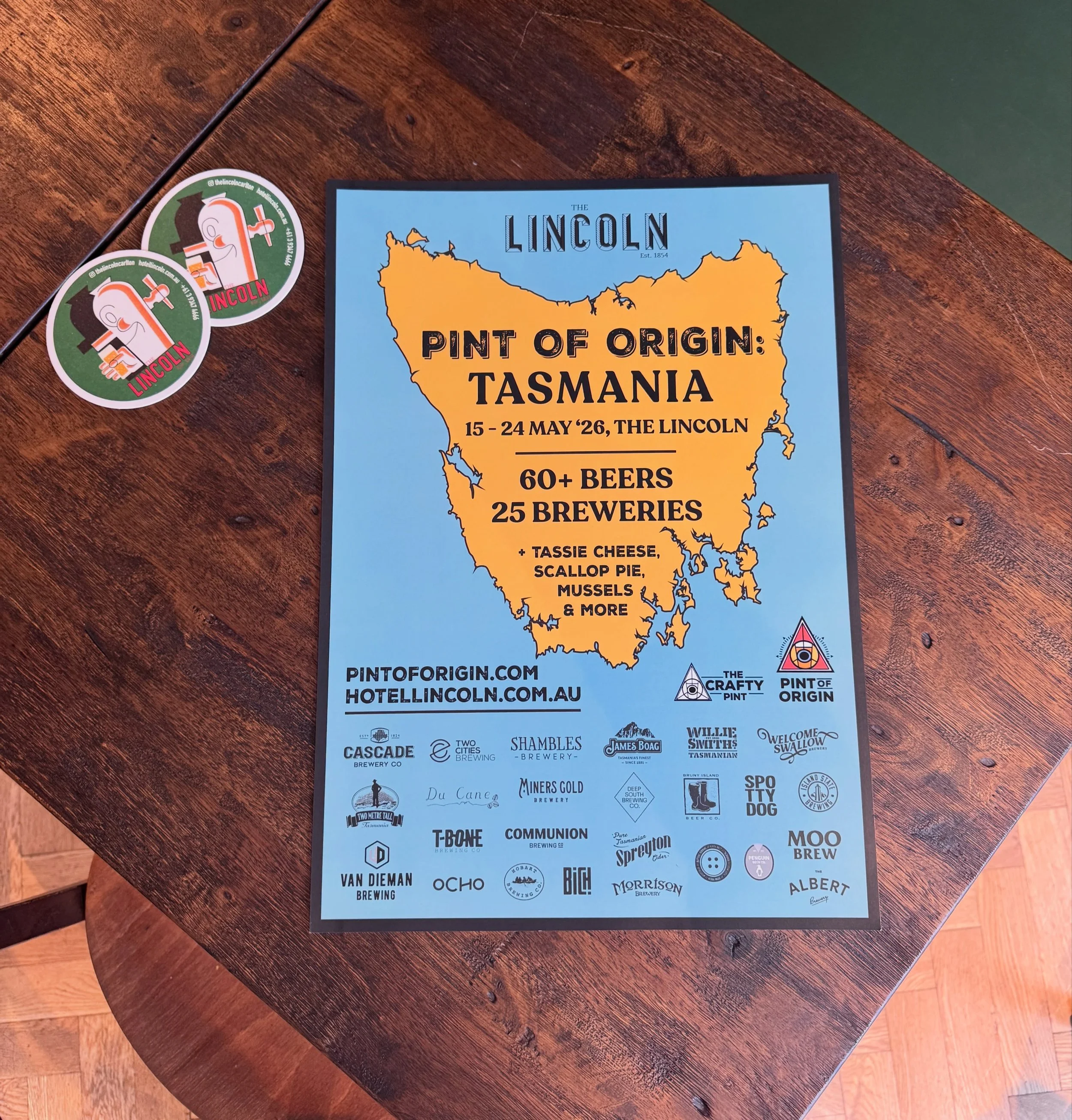 PINT OF ORIGIN: TASMANIA KICKS OFF TODAY!
10 days. 25 breweries. 60+ beers. All Tassie. All taps. 🍺
PLUS hot pies over the bar. And Tassie cheeses, oysters and mussels on the menu.

Never been? What are you waiting for?
If you have, you know how goo