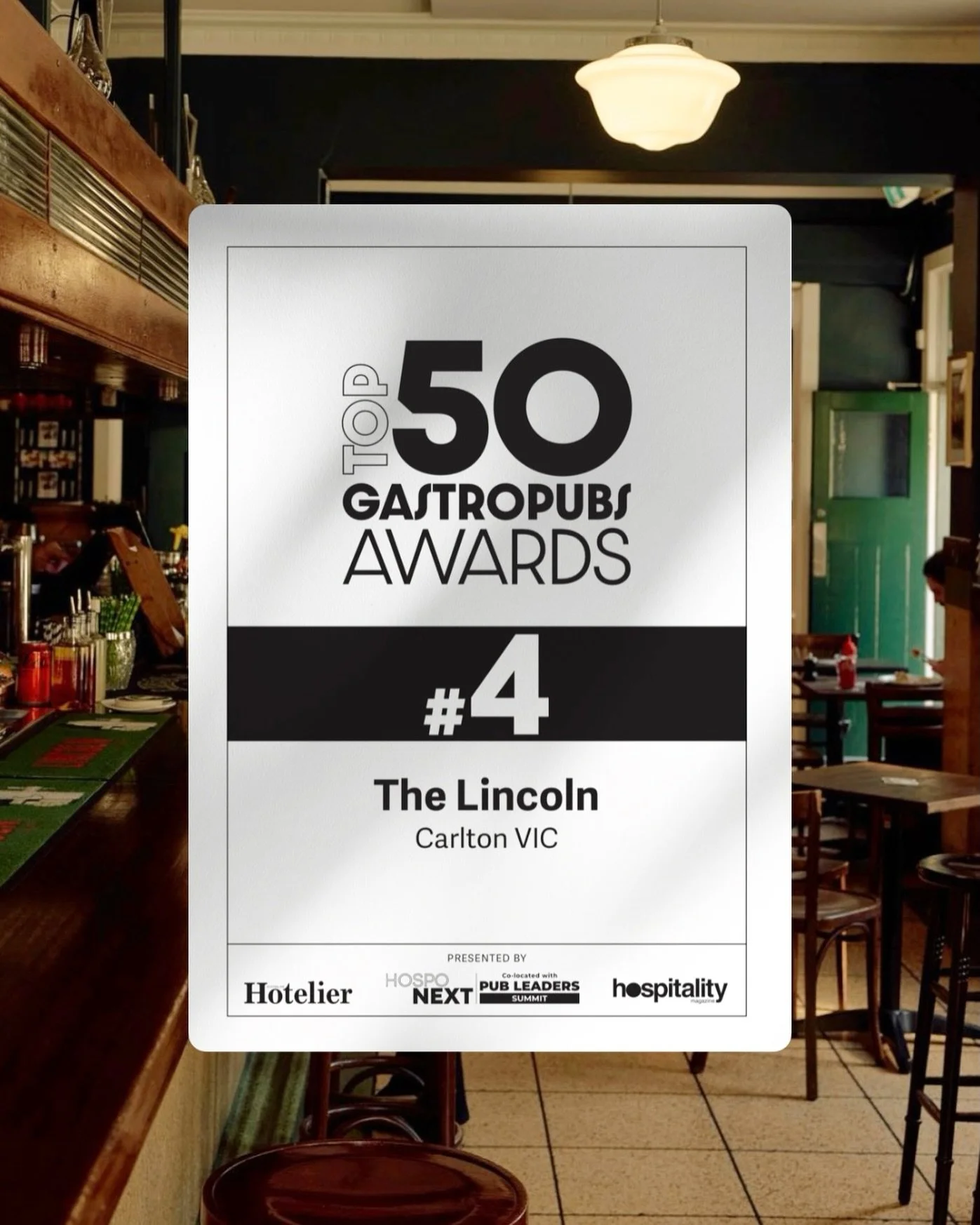 Thank you, @hospitalitymagazine and @australianhotelier, for ranking us #4 Gastropub in Australia&rsquo;s Top 50!

Twelve years into the journey of owning this beautiful 172-year-old pub, and being an independent owner-operator is still one wild ride