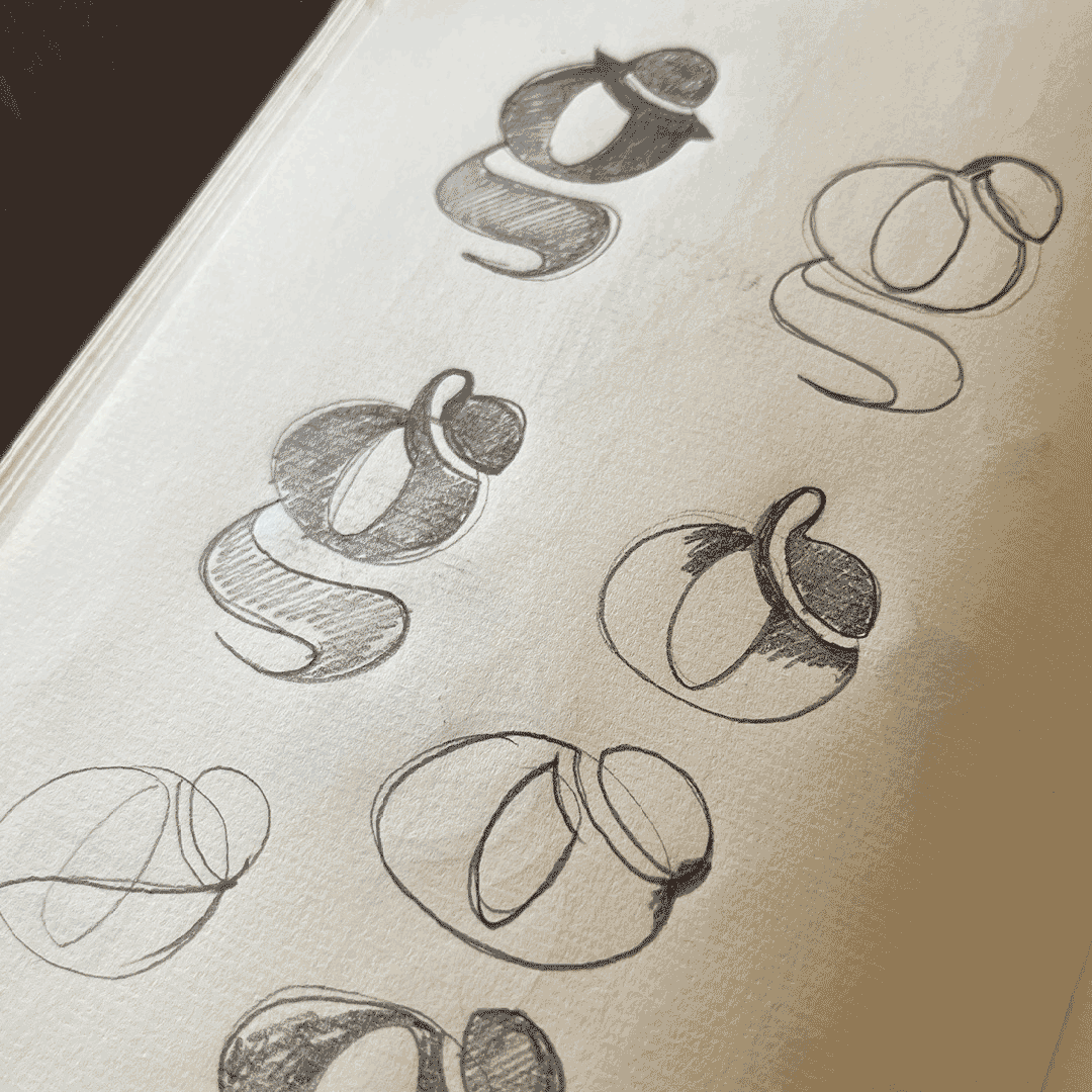 Awon Golding symbol sketches in notebook
