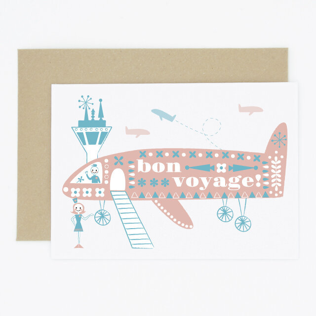 Mod Airplane Bon Voyage Card