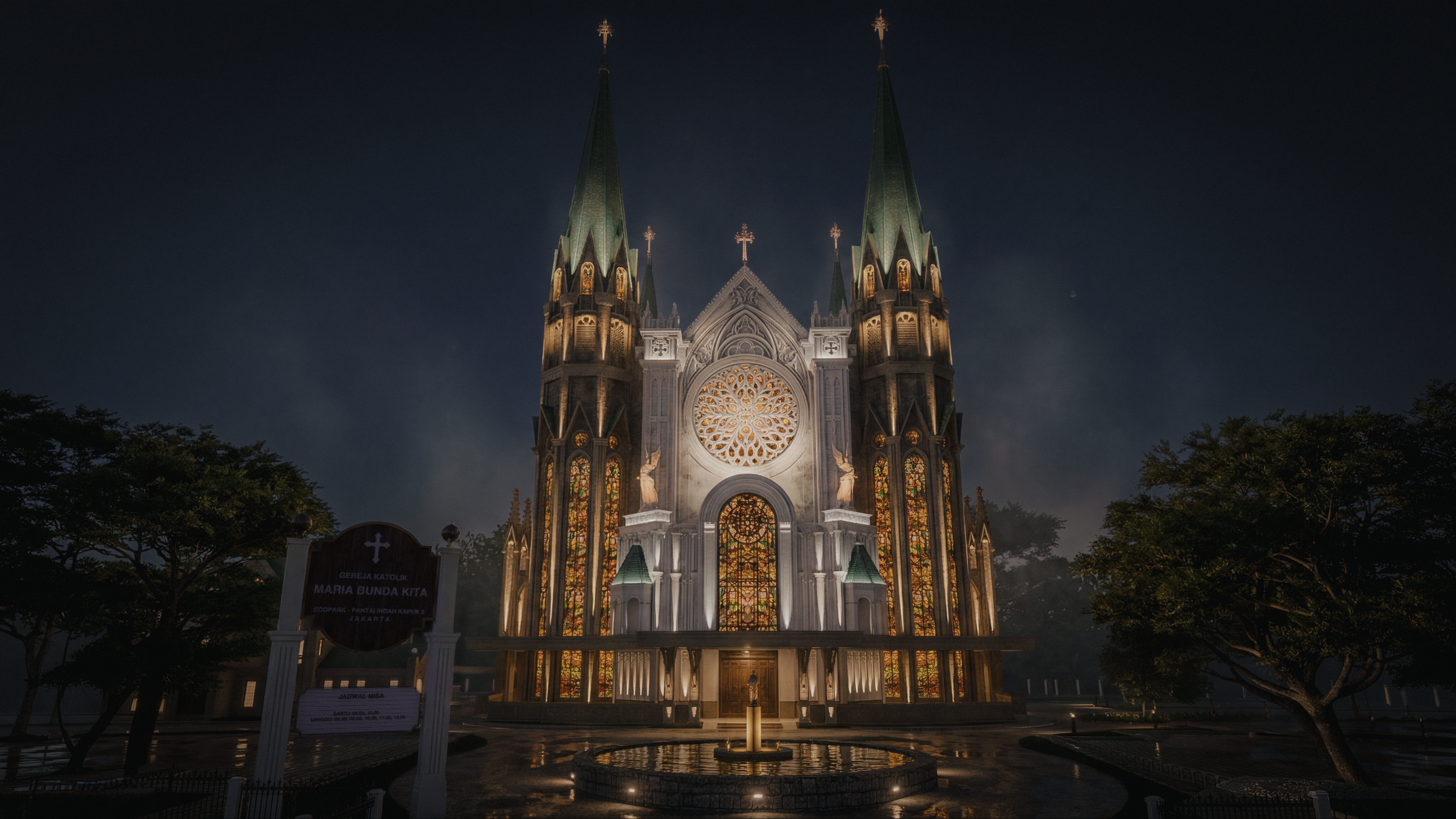 Sacred Façade Lighting Design for Maria Bunda Kita Catholic Church PIK2