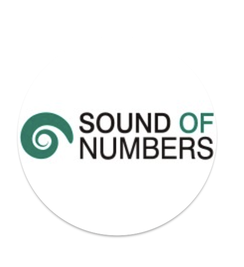 Logo for Sound of Numbers featuring a green spiral icon and the text 'SOUND OF NUMBERS' with 'OF' in green.