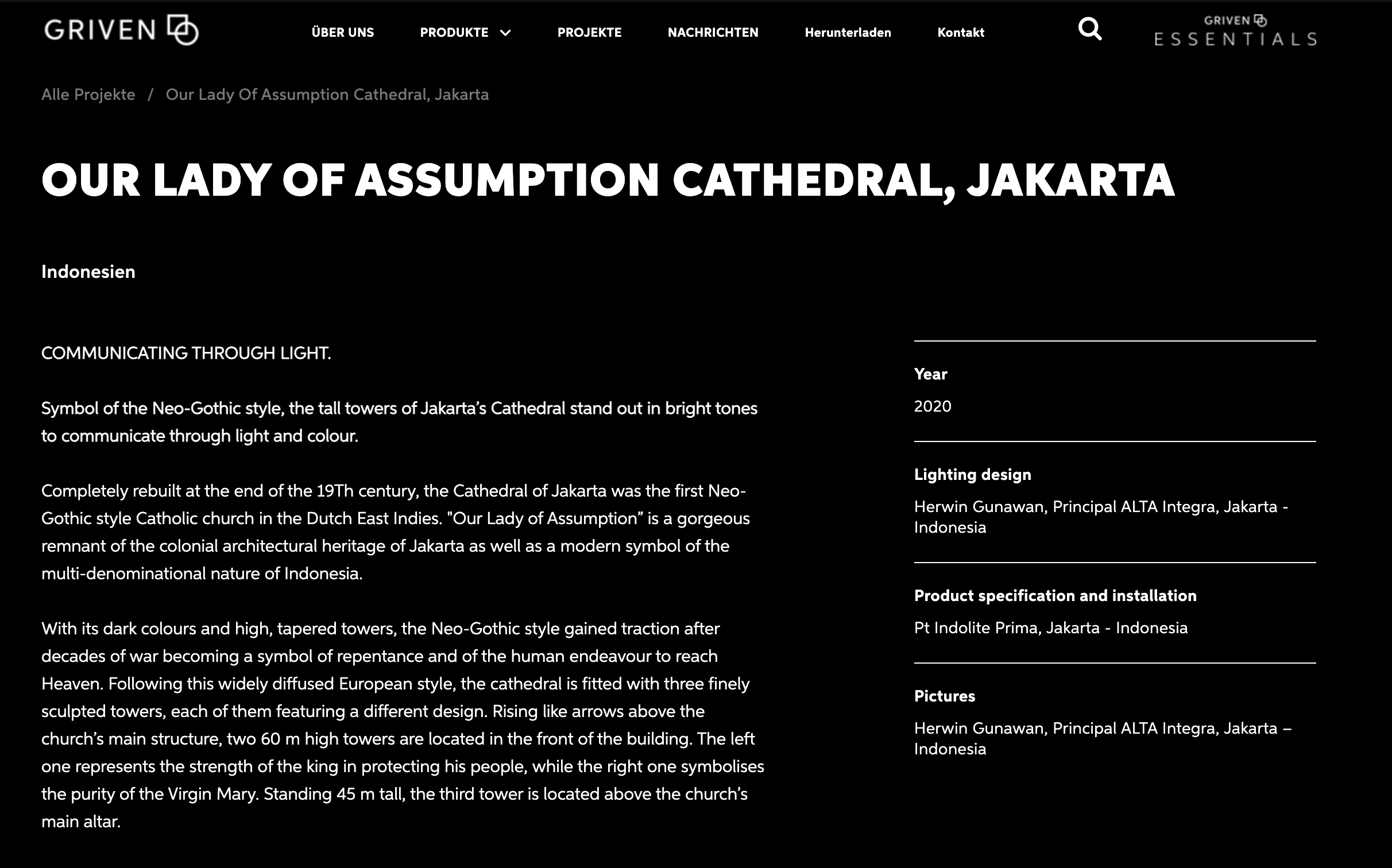 Herwin Gunawan Media Features on Griven Lighting Project Page