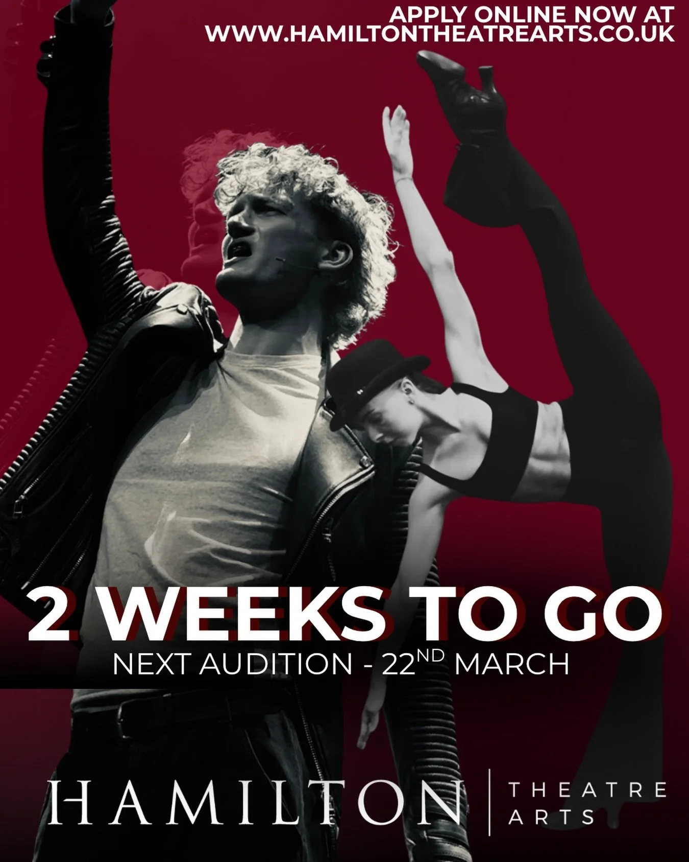 Just 2 Weeks to Go! 

The countdown is ON as the excitement builds for our upcoming auditions! 🔥

Will you choose Dance or Musical Theatre?

With options to train on our 3 Year Diploma or 1 Year Foundation Course, your journey into the performing ar