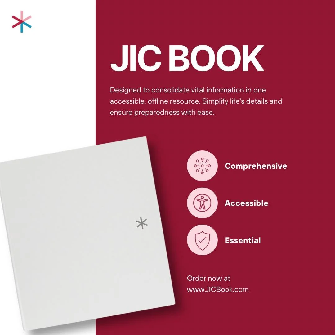 Your important information deserves more than scattered notes and forgotten folders. 📖✨

JIC Book brings everything together in one clear, accessible place, so you and your loved ones can feel prepared for whatever life brings. 🤍

Comprehensive. Ac