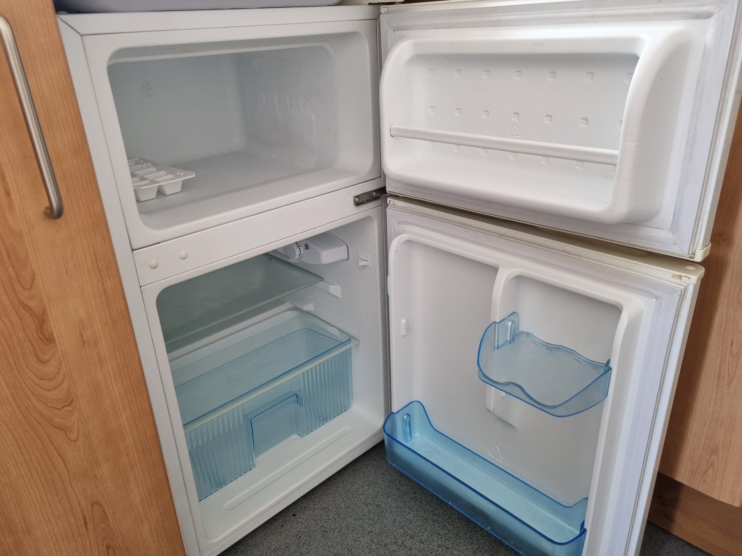 Inside the fridge and freezer compartment