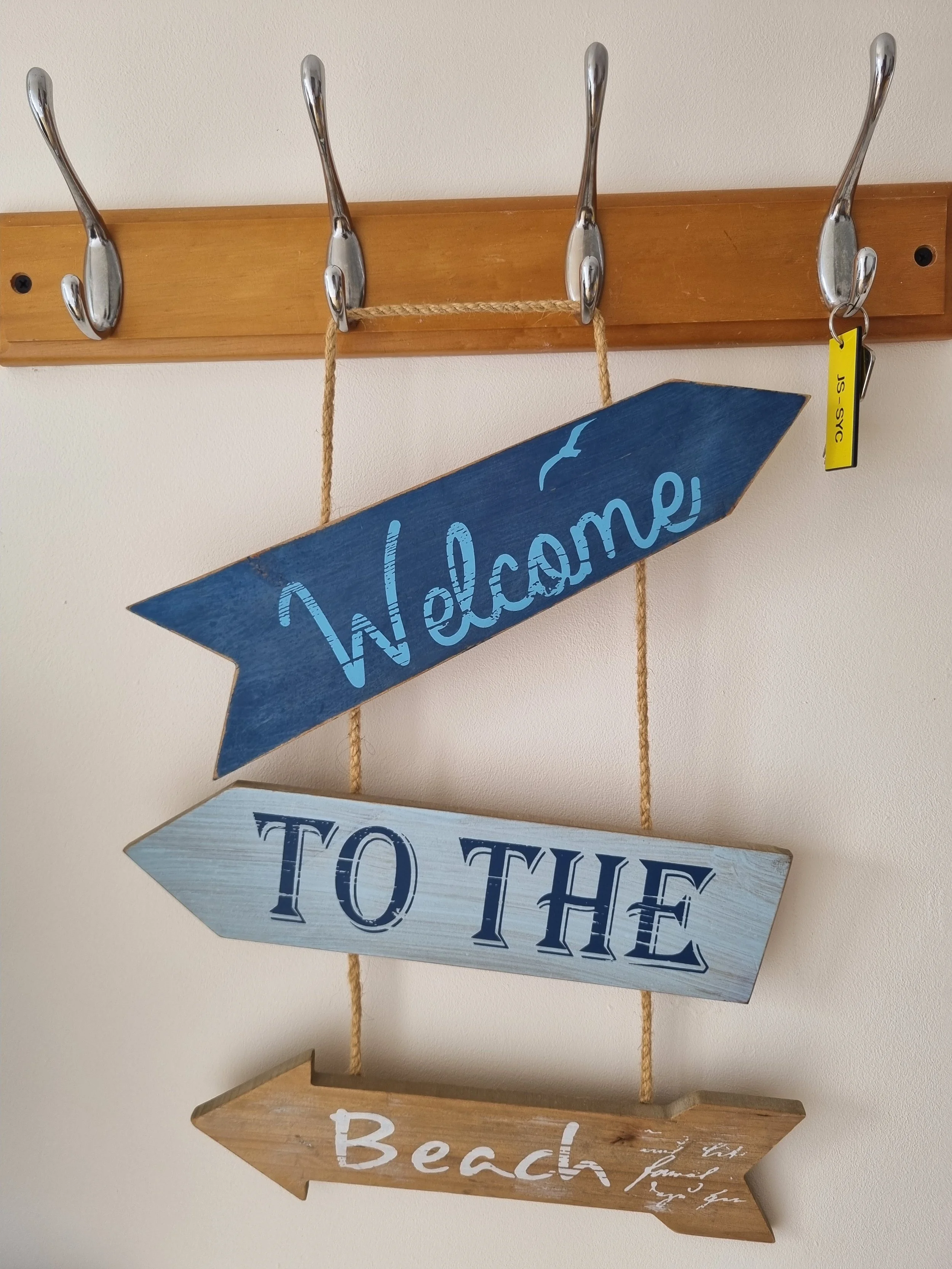 A coat hook by the front door